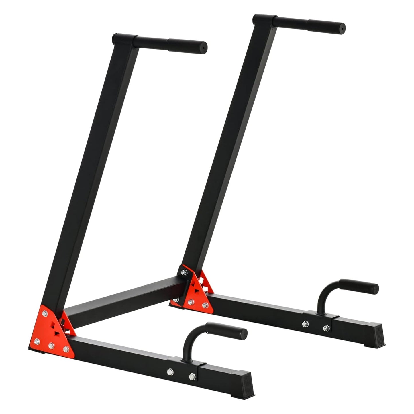 Heavy-Duty Dip Station for Upper Body Workouts – Compact Steel Stand for Dips, Leg Raises & Calisthenics | 200kg Capacity | Red & Black Home Gym Equipment