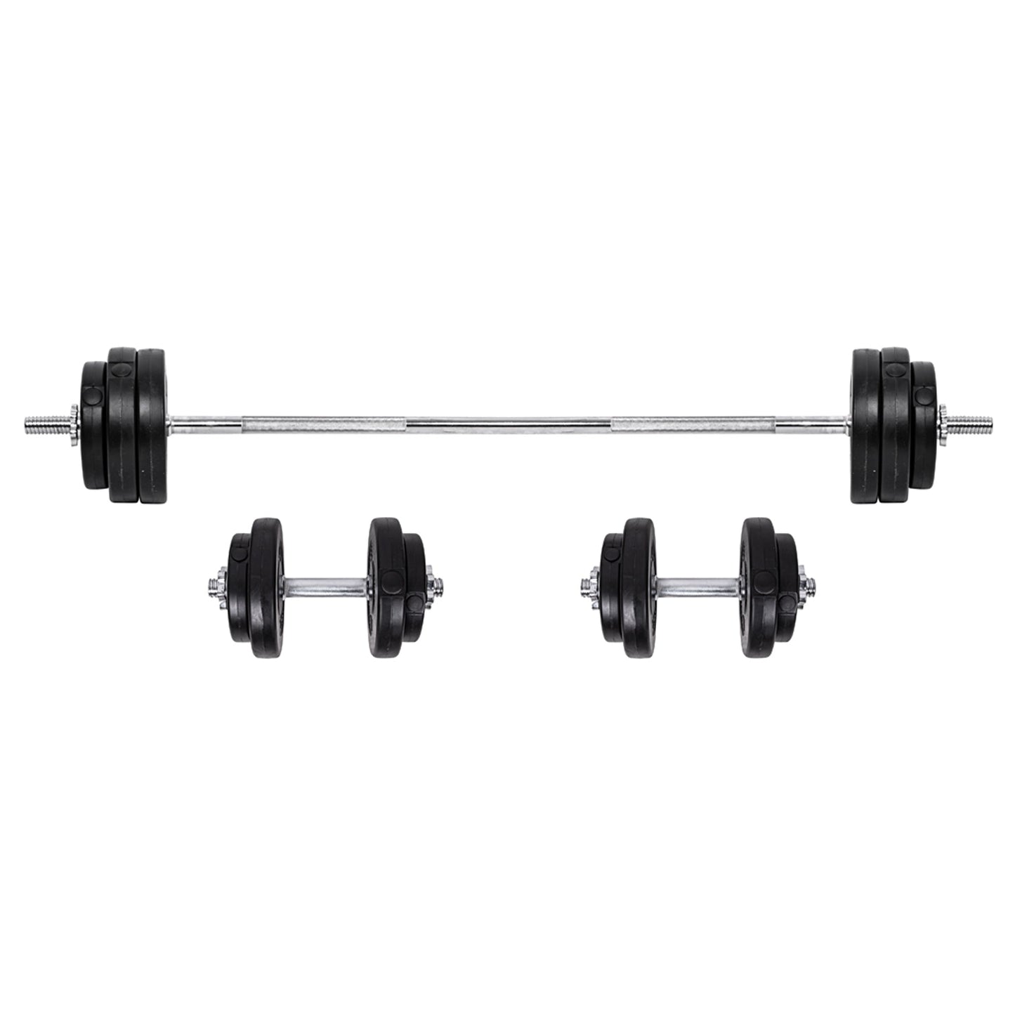 All-in-One 65kg Adjustable Dumbbell & Cast Iron Barbell Set , Knurled Grips, 2-in-1 Home Strength Kit for Compact Gym Spaces