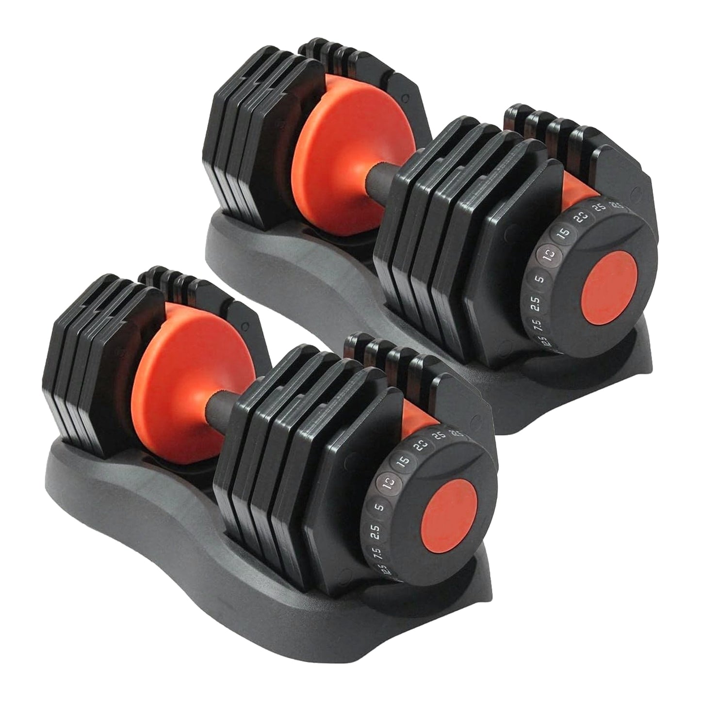 Home Gym Adjustable Dumbbell Set 25 kg Pair – 10-in-1 Each | 2.5–25 kg Range | Quick-Dial Weight System with Safety Locking for Strength Training