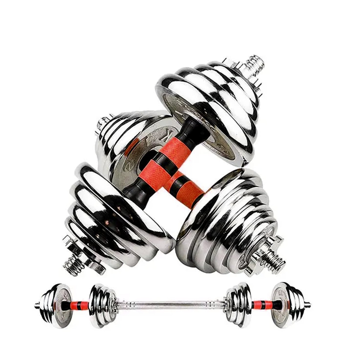 Transform Your Home Workouts with 20kg Steel Adjustable Dumbbell Barbell Set – Compact 2-in-1 Cast Iron Weights with Connector, Non-Slip Grip & Rust-Free Finish