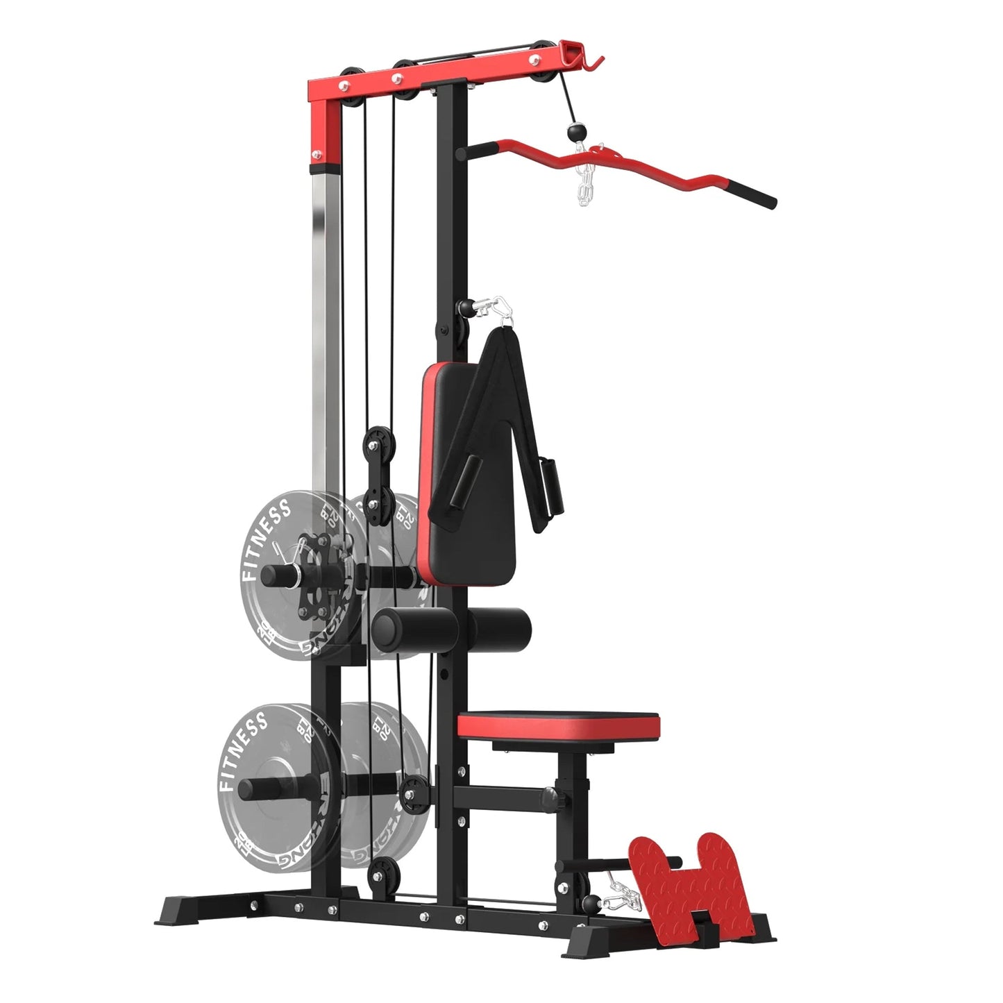 Upgrade Your Home Workouts with LAT Pulldown Machine – High & Low Pulley Cable Station, Adjustable Seat | 197x108x140cm | 100kg Capacity