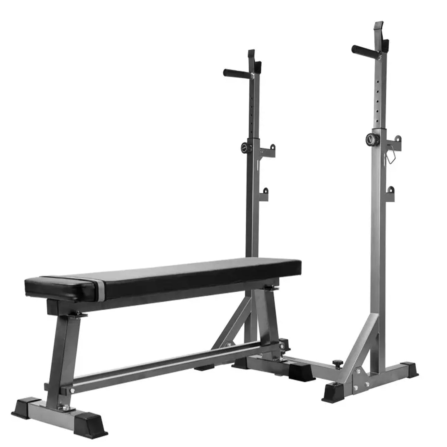 Adjustable Half Squat Rack with Dip Bars, Spotters & Barbell Options | 200KG Load | Compact Steel Power Stand for Squats, Presses, Dips & Full Body Training