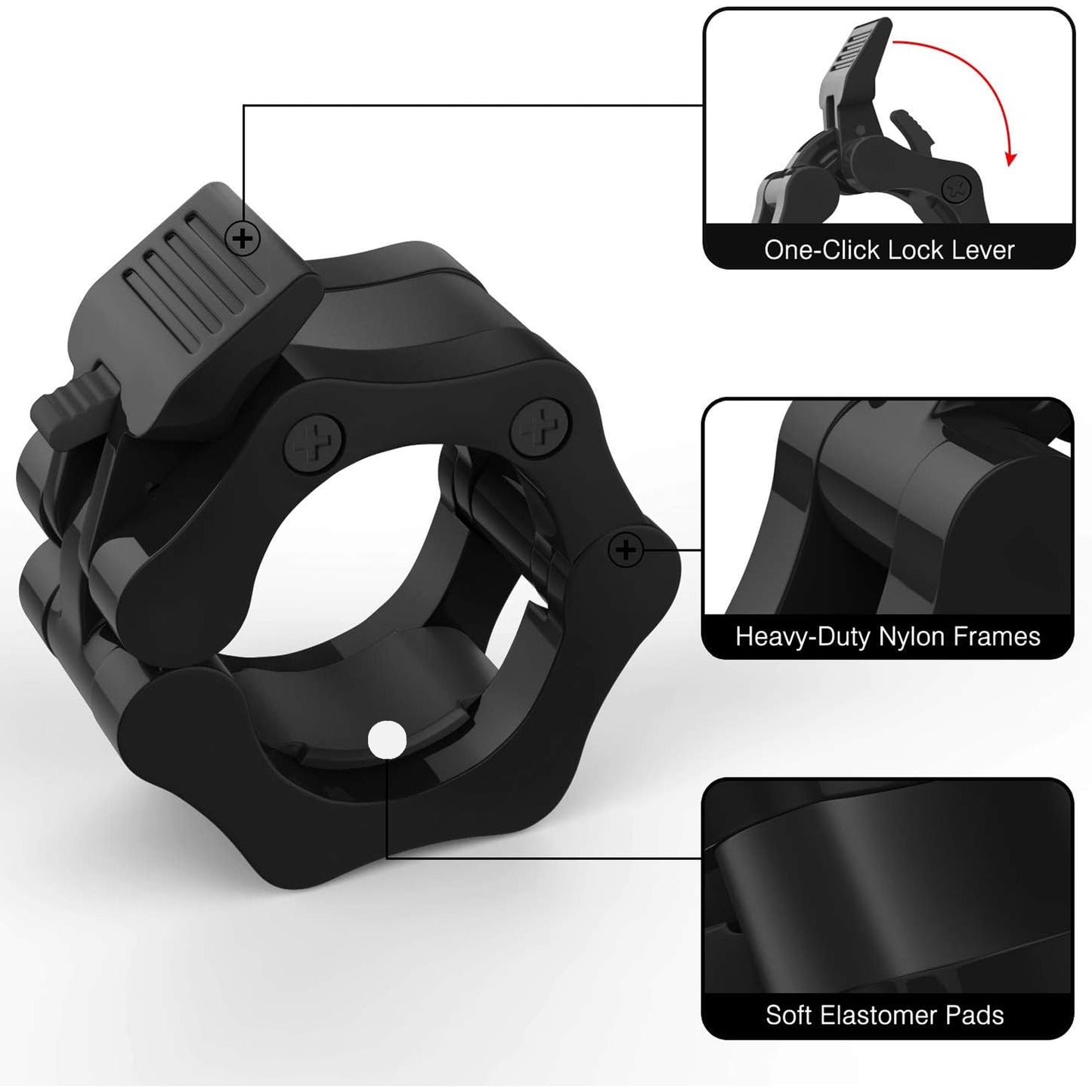 2" Olympic Barbell Collars – Quick-Lock Clips (Pair) for Secure, Heavy-Duty Grip on 50mm Bars | Fast Release Clamps for Weightlifting, CrossFit & Gym Training