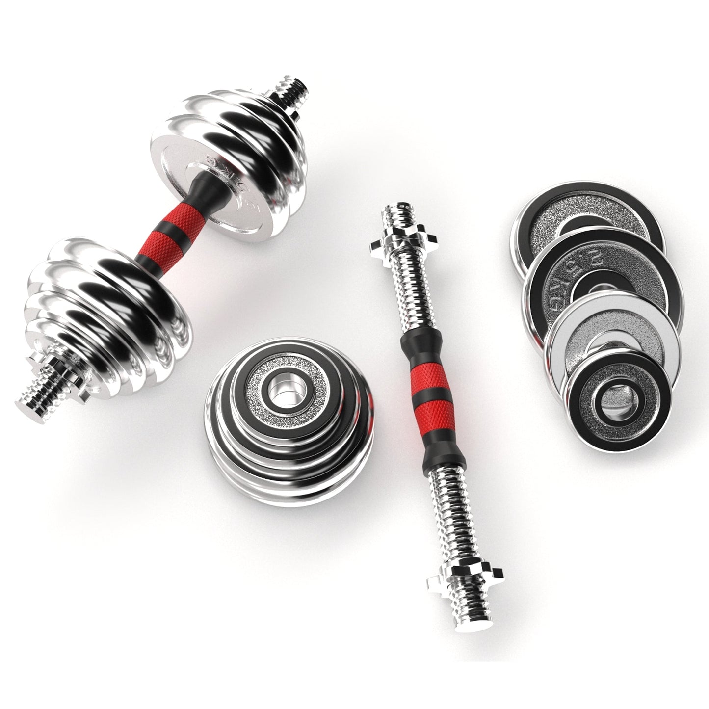 Transform Your Home Workouts with 20kg Steel Adjustable Dumbbell Barbell Set – Compact 2-in-1 Cast Iron Weights with Connector, Non-Slip Grip & Rust-Free Finish
