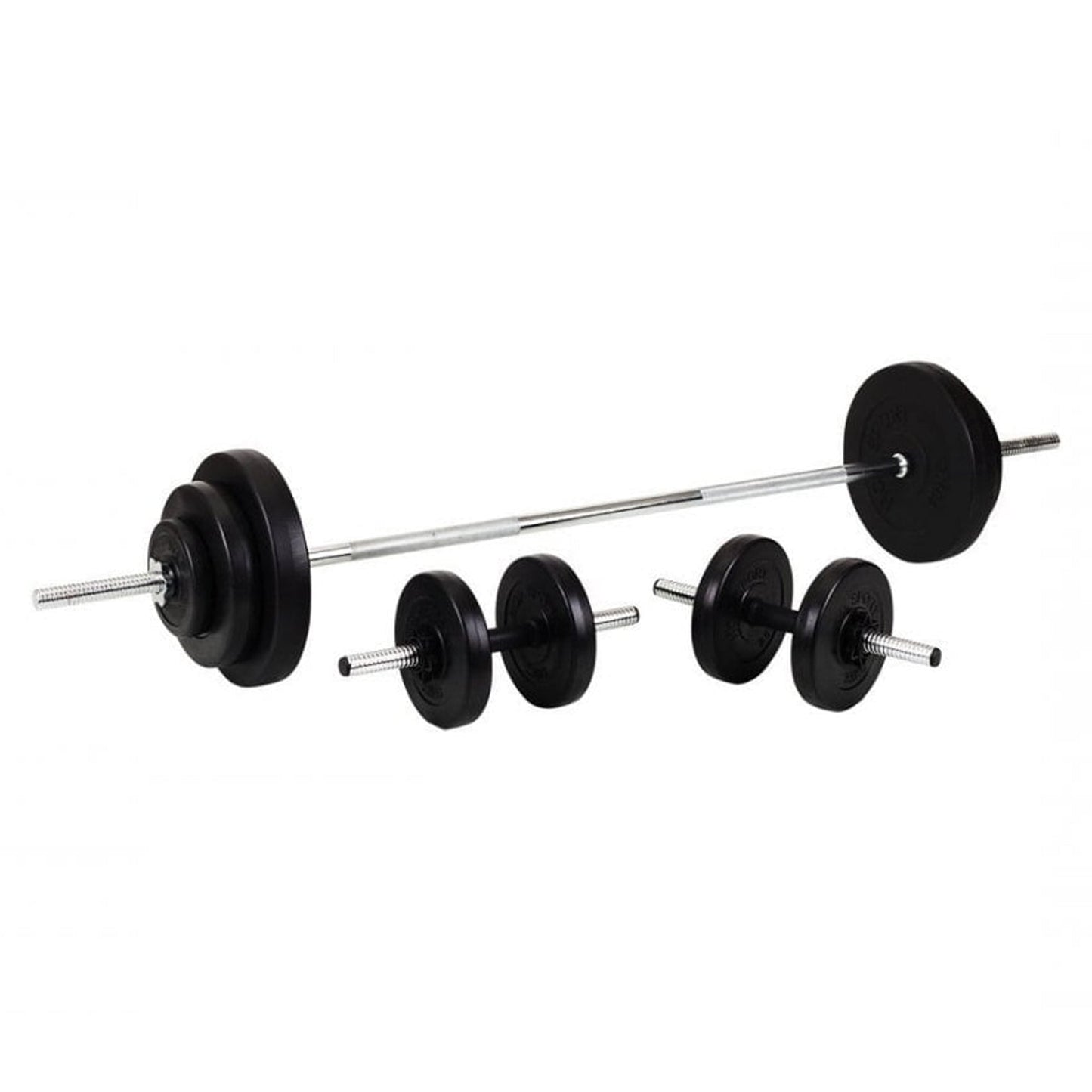 All-in-One 65kg Adjustable Dumbbell & Cast Iron Barbell Set , Knurled Grips, 2-in-1 Home Strength Kit for Compact Gym Spaces