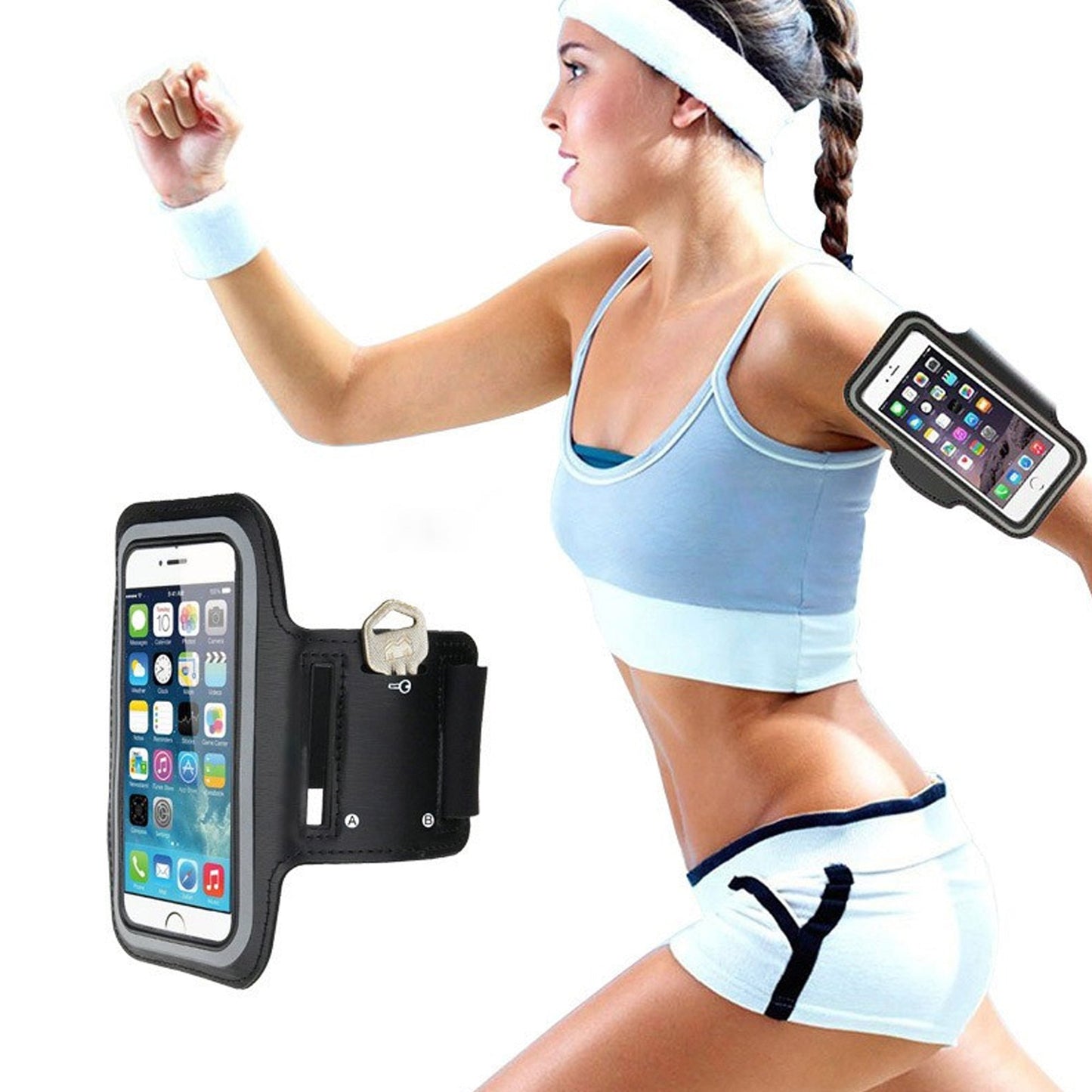 Waterproof Sports Armband for Phones up to 7.0” | Reflective Running Phone Holder with Adjustable Strap, Sweat-Resistant, Touchscreen Access & Elastic Fit