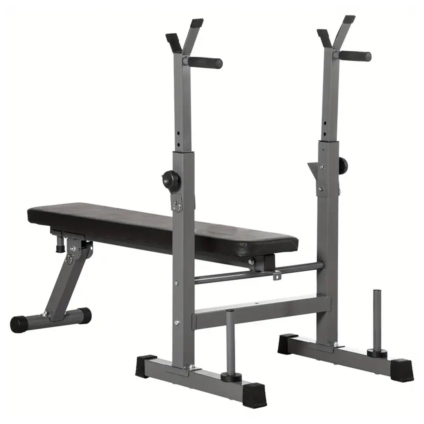 Foldable Adjustable Weight Bench with Dip Handles & Barbell Rack | Heavy-Duty Full-Body Strength Station for Press, Dips, Squats | Compact Home Gym Setup