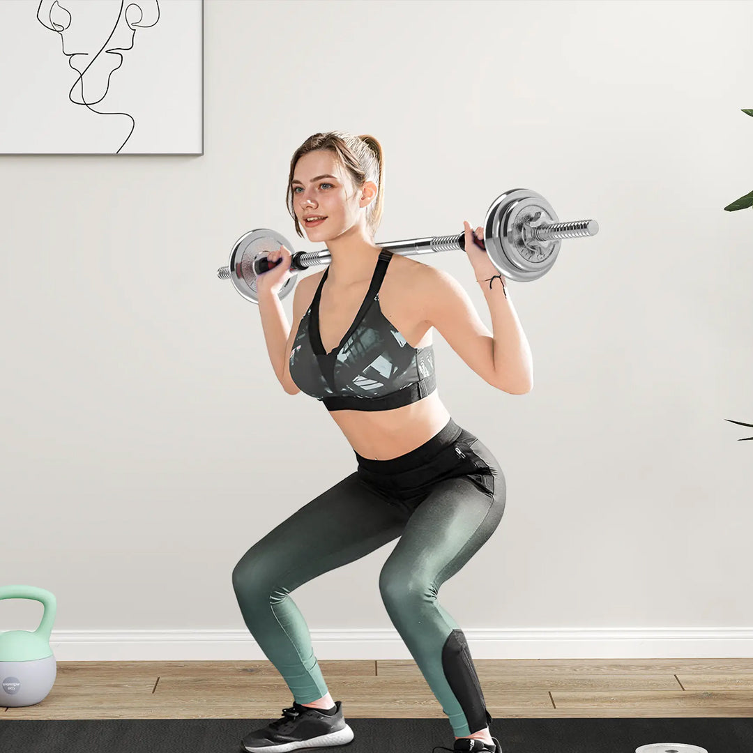 Transform Your Home Workouts with 20kg Steel Adjustable Dumbbell Barbell Set – Compact 2-in-1 Cast Iron Weights with Connector, Non-Slip Grip & Rust-Free Finish