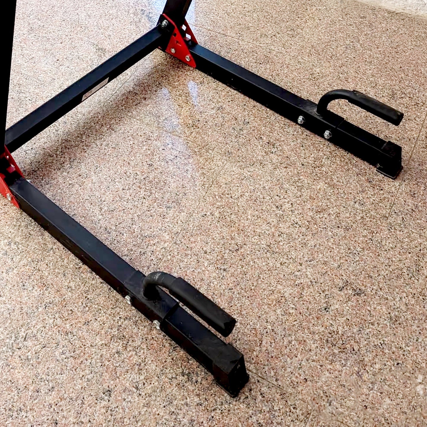 Heavy-Duty Dip Station for Upper Body Workouts – Compact Steel Stand for Dips, Leg Raises & Calisthenics | 200kg Capacity | Red & Black Home Gym Equipment