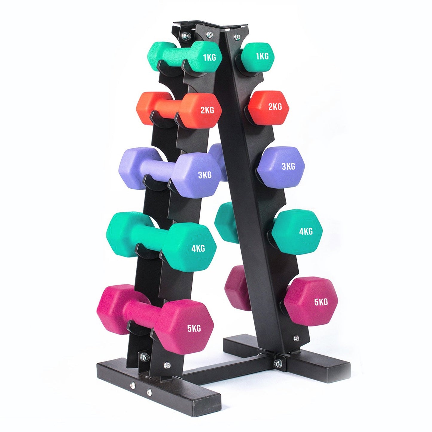 Upgrade Your Gym with Neoprene Dumbbell Tree Rack – 3 & 5 Tier Vertical Weights Stand | Compact Steel Holder for Home & Studio | Optional Dumbbell Set