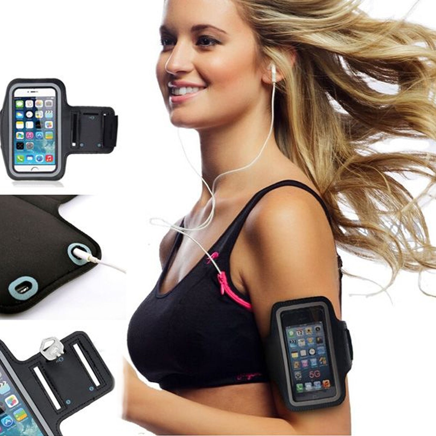 Waterproof Sports Armband for Phones up to 7.0” | Reflective Running Phone Holder with Adjustable Strap, Sweat-Resistant, Touchscreen Access & Elastic Fit