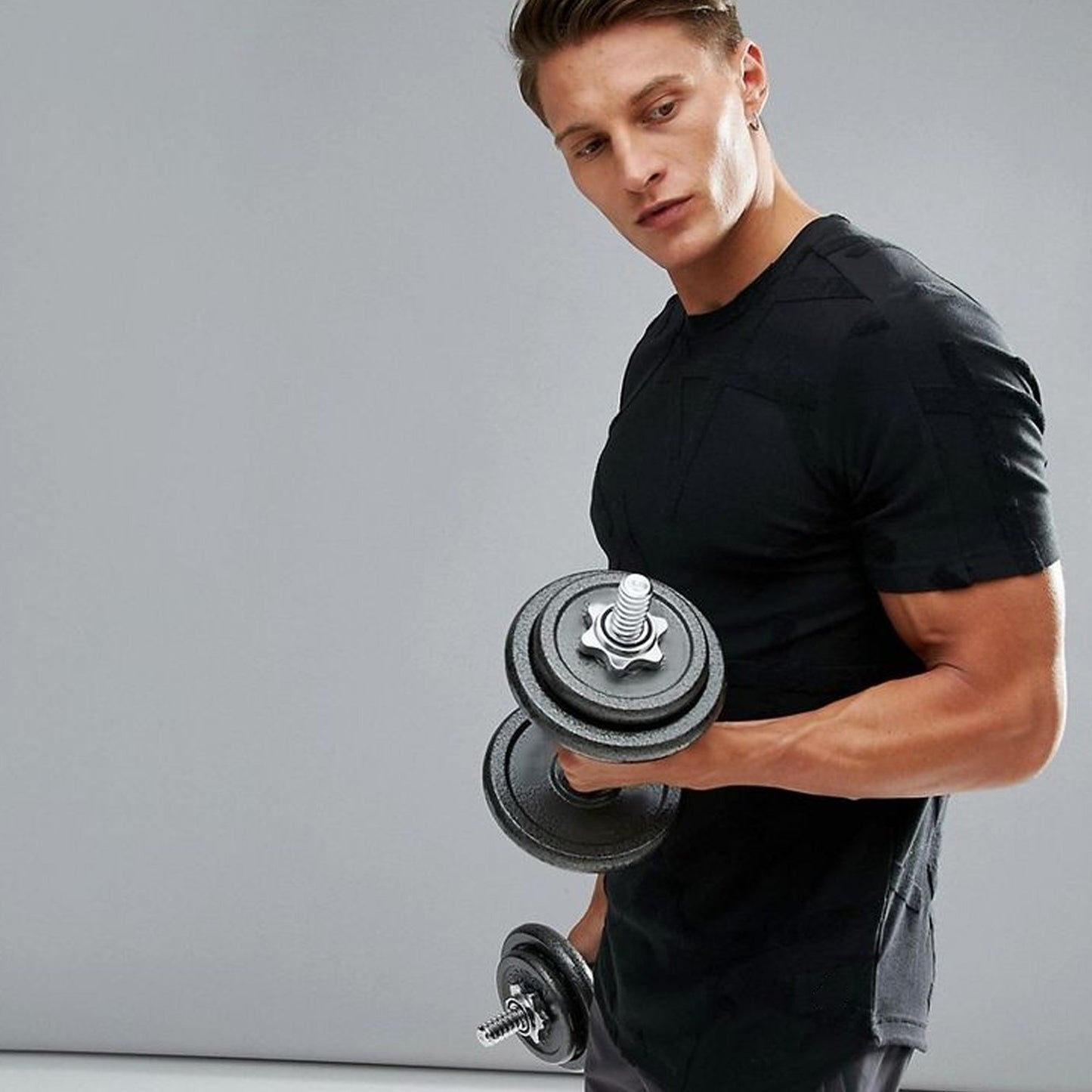 All-in-One 65kg Adjustable Dumbbell & Cast Iron Barbell Set , Knurled Grips, 2-in-1 Home Strength Kit for Compact Gym Spaces
