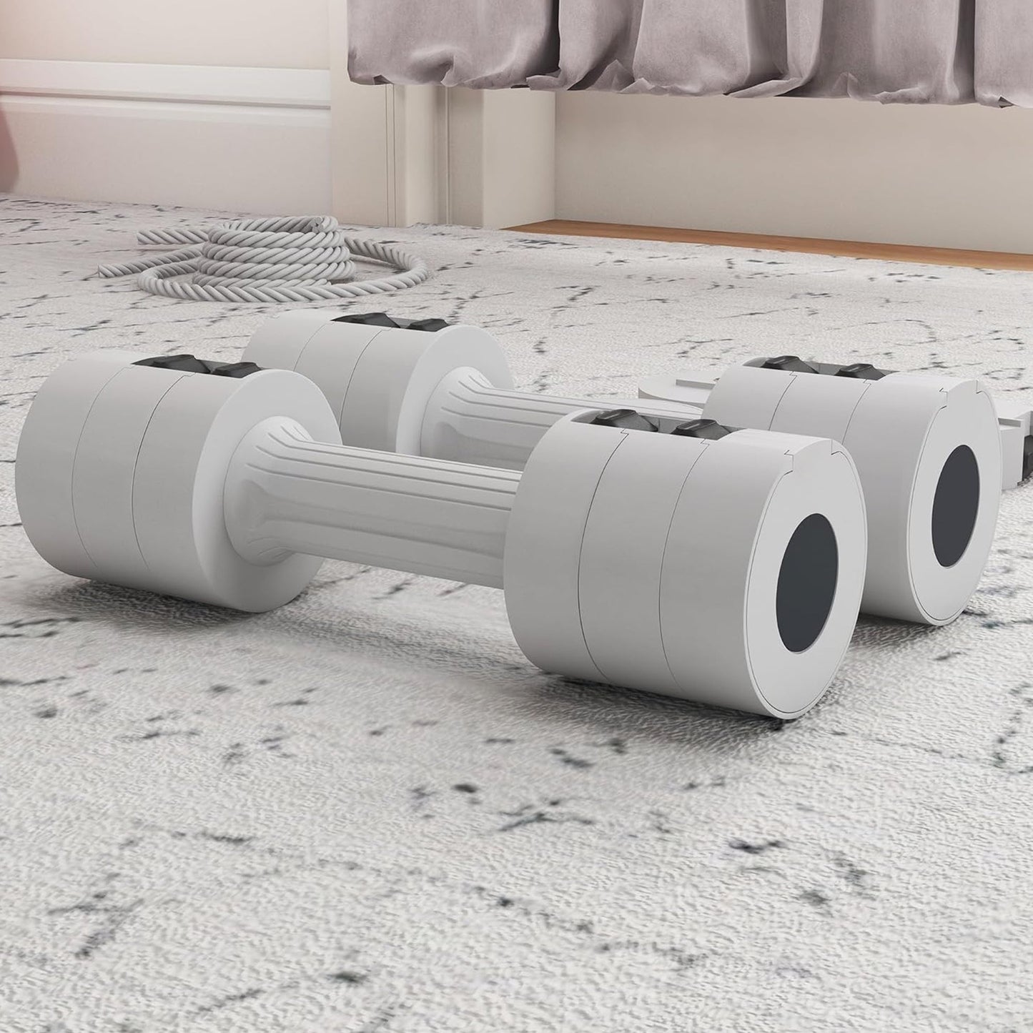 Compact Adjustable Dumbbells – 3‑in‑1 Design, 2×2.5 to 2×10 kg – Ideal for Strength Training & Small-Space Home Gyms