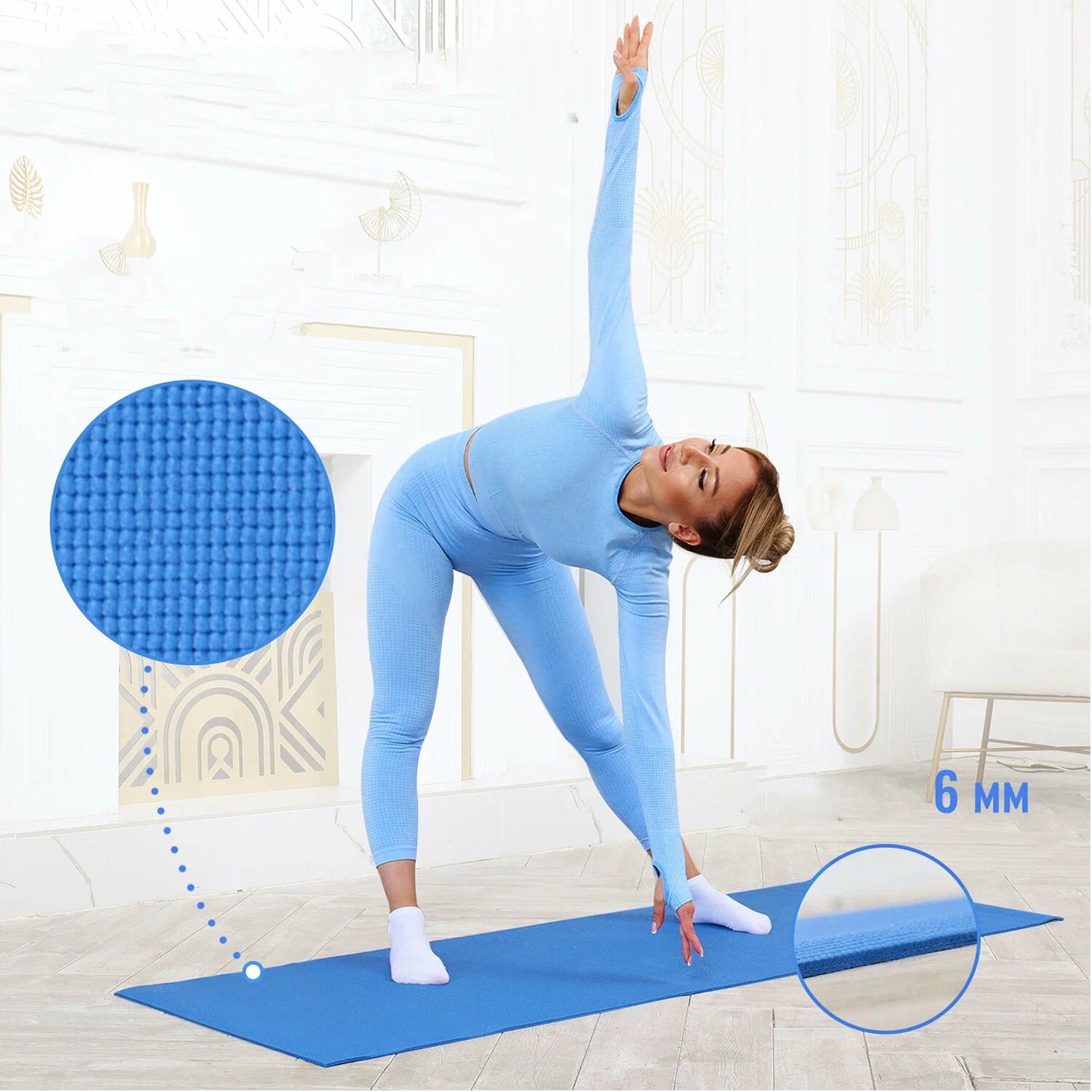 Extra Thick 15mm NBR Foam Yoga Mat with Anti-Slip Grip – Large Eco-Friendly Workout Mat for Yoga, Pilates, HIIT & Gym | Free Carry Strap | Men & Women