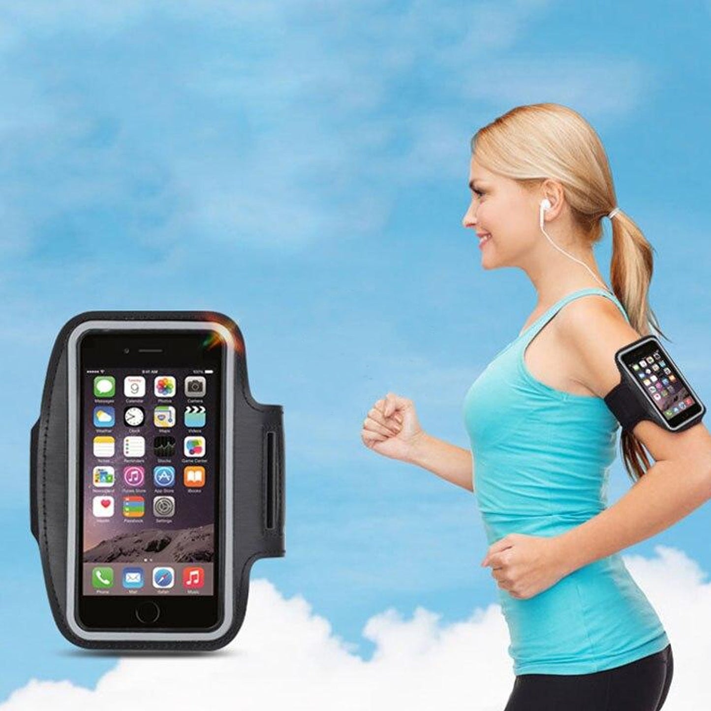 Waterproof Sports Armband for Phones up to 7.0” | Reflective Running Phone Holder with Adjustable Strap, Sweat-Resistant, Touchscreen Access & Elastic Fit
