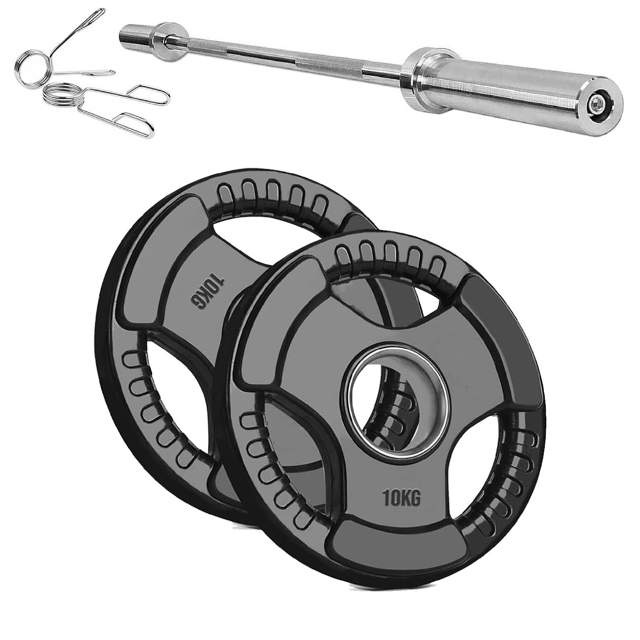 Versatile Tri-Grip Olympic Plates – Solid Cast Iron with Protective Rubber Coating & 2-Inch Center Hole for Strength Training | Range of Weight Options