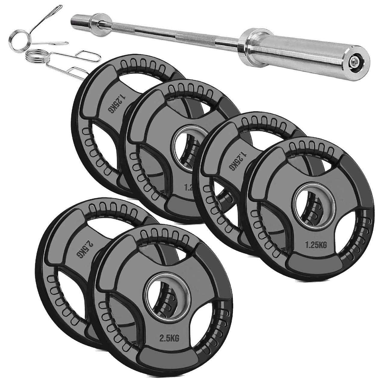 Versatile Tri-Grip Olympic Plates – Solid Cast Iron with Protective Rubber Coating & 2-Inch Center Hole for Strength Training | Range of Weight Options