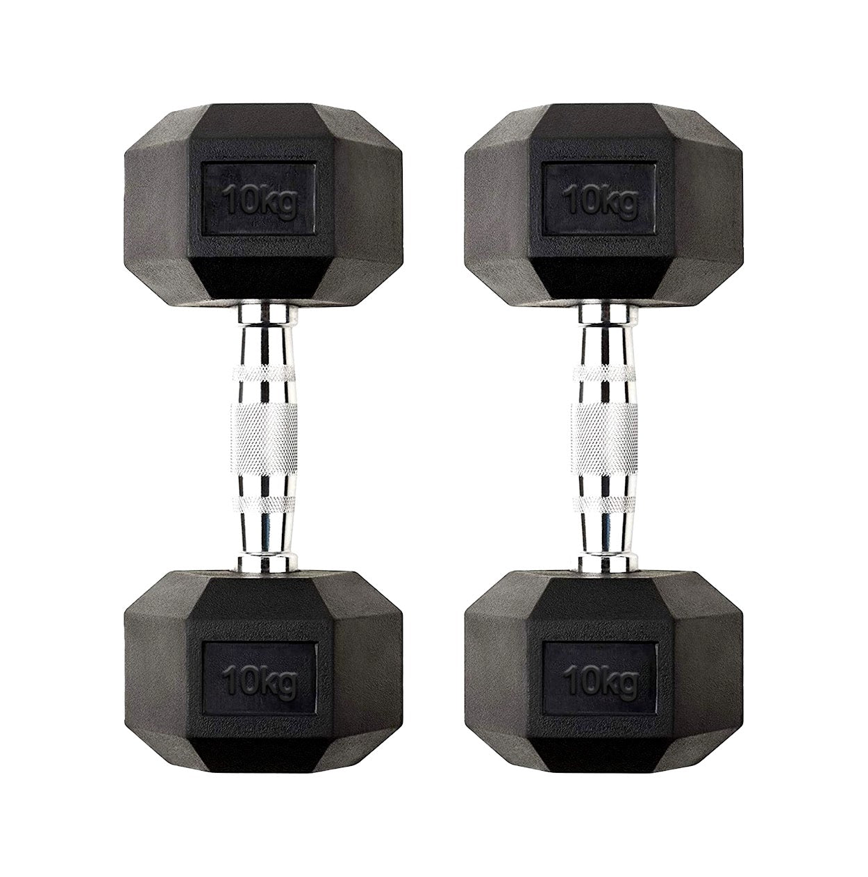 Hex Dumbbells 2.5kg–60kg – Pairs & Sets Available – Rubber Coated Anti Roll Weights with Chrome Handles – Full Dumbbell Range for Strength Training at Home or Studio