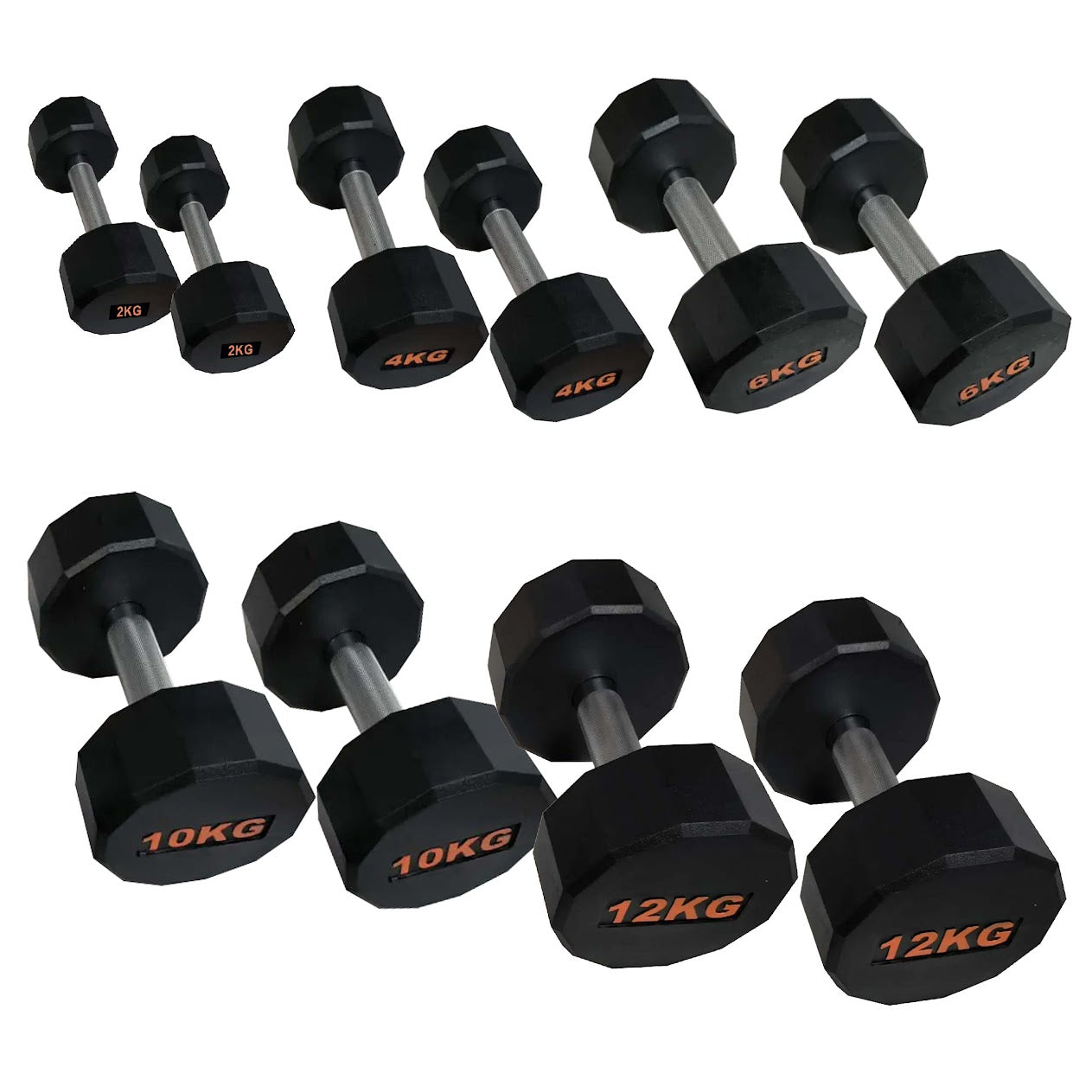 Anti-Roll Hex Dumbbells, Durable Rubber Finish & Knurled Handles – Strength & Conditioning Tools for Home Gym Fitness