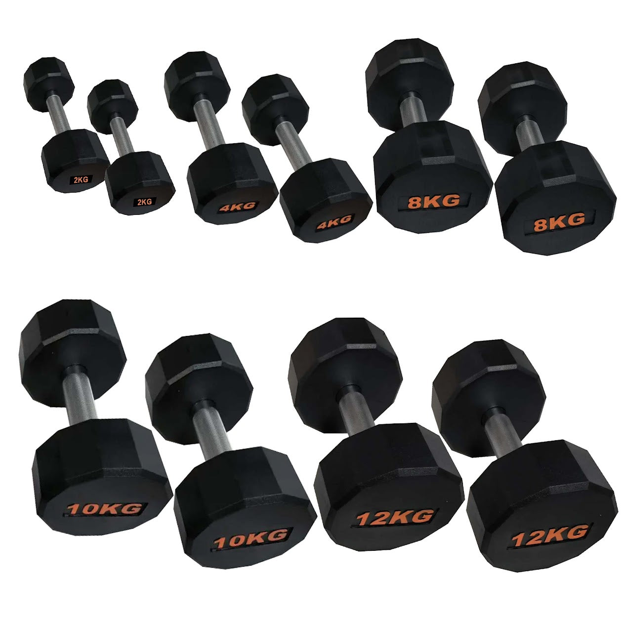 Anti-Roll Hex Dumbbells, Durable Rubber Finish & Knurled Handles – Strength & Conditioning Tools for Home Gym Fitness