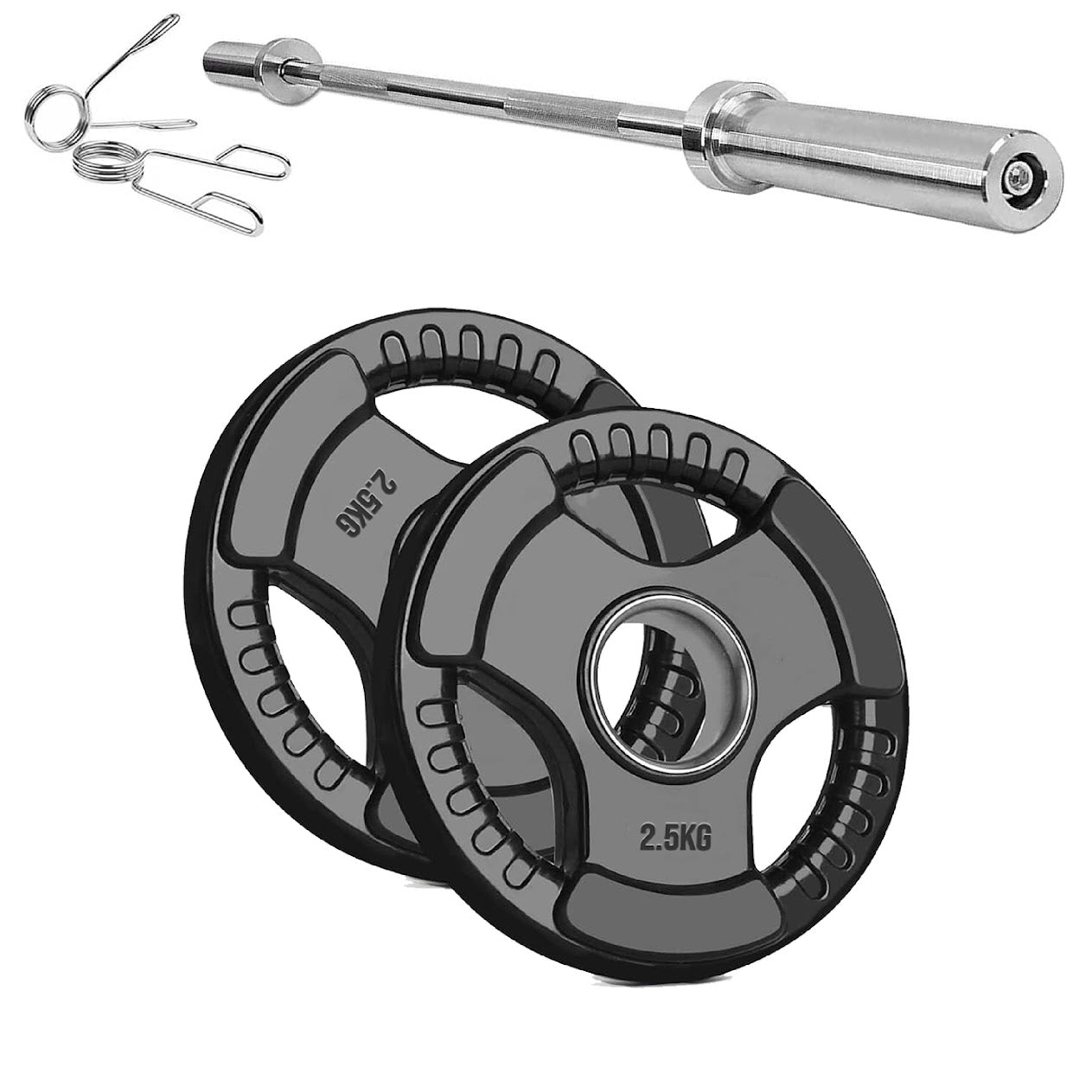 Versatile Tri-Grip Olympic Plates – Solid Cast Iron with Protective Rubber Coating & 2-Inch Center Hole for Strength Training | Range of Weight Options