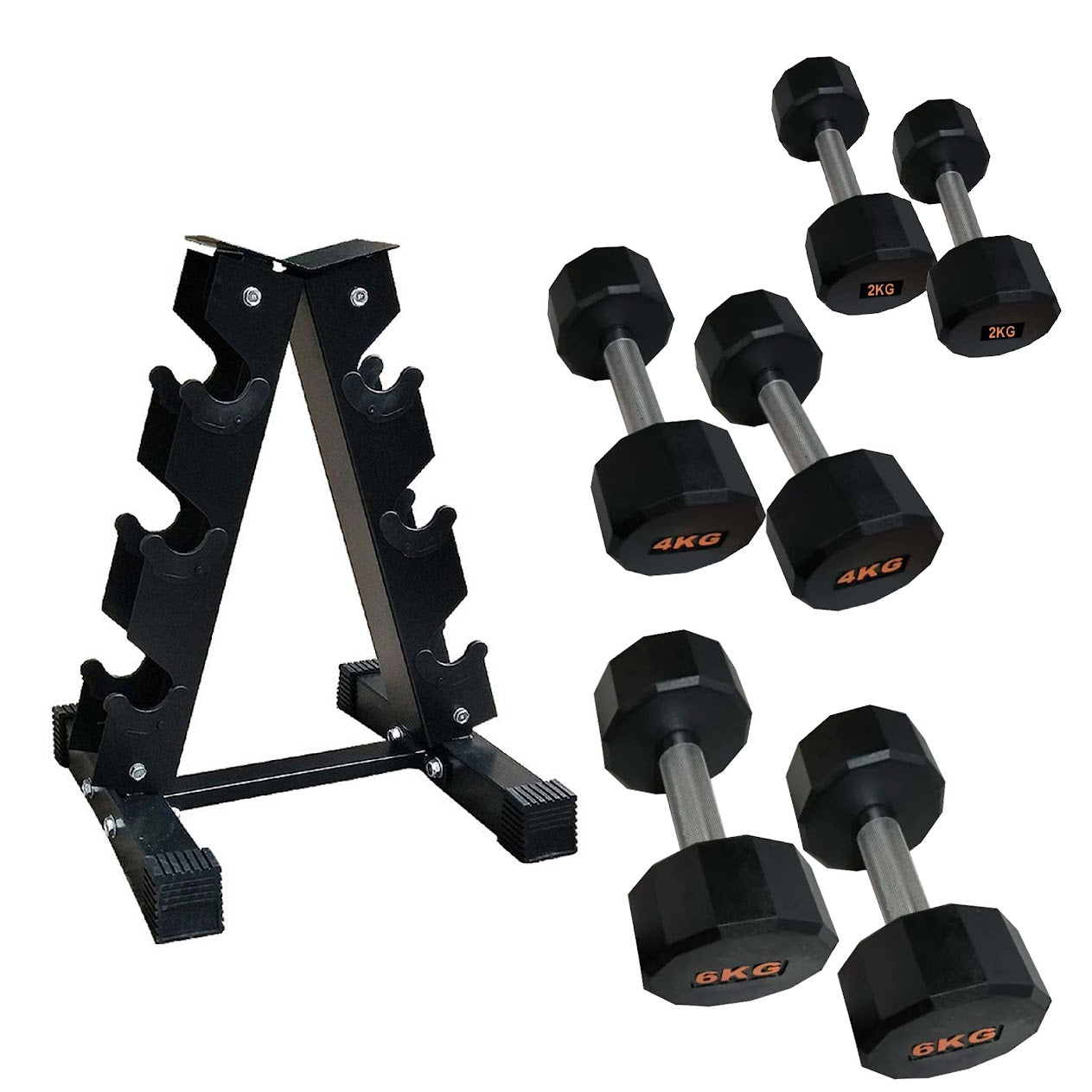 Anti-Roll Hex Dumbbells, Durable Rubber Finish & Knurled Handles – Strength & Conditioning Tools for Home Gym Fitness
