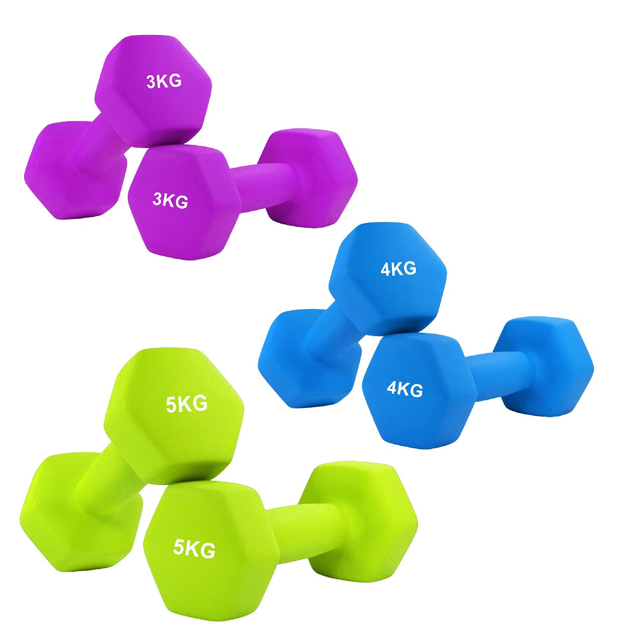 Hex Neoprene Dumbbells – Anti‑Roll, Non‑Slip Grip, Sold as Singles, Pairs, or Sets for Home Gym Strength Workouts