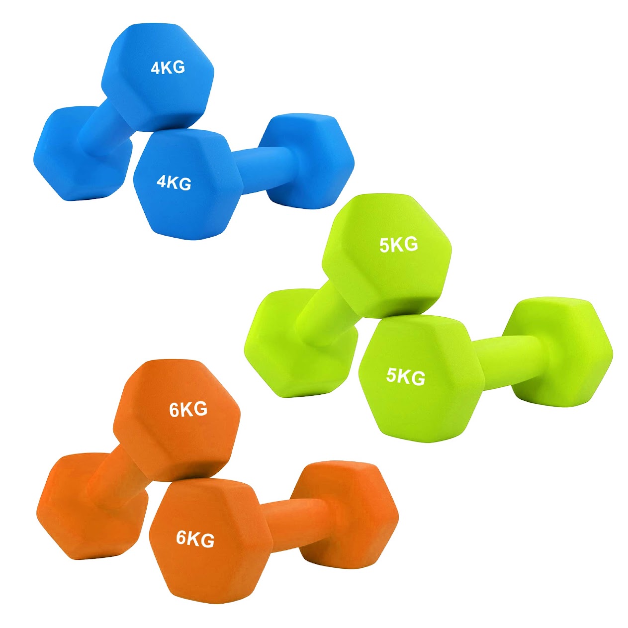 Hex Neoprene Dumbbells – Anti‑Roll, Non‑Slip Grip, Sold as Singles, Pairs, or Sets for Home Gym Strength Workouts