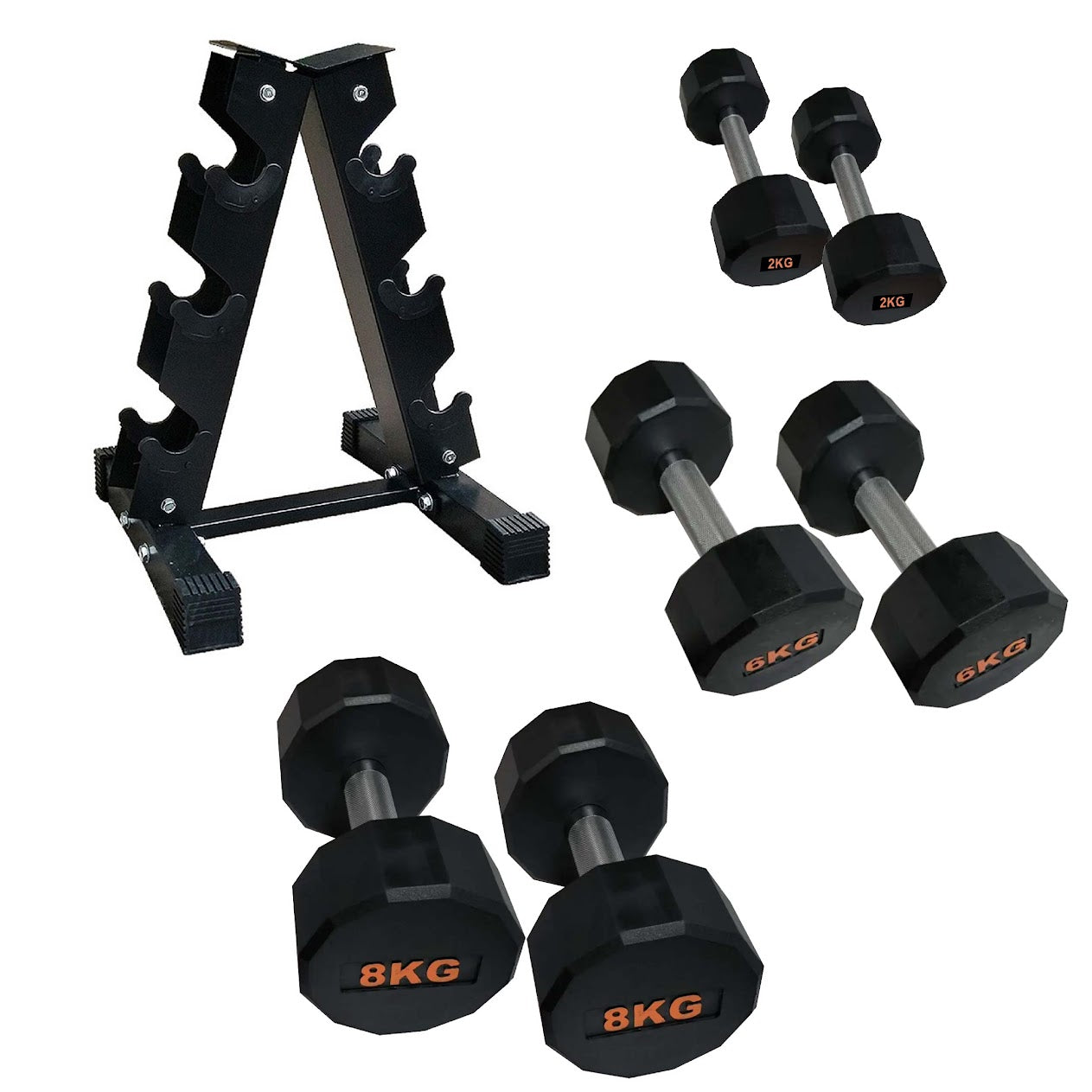 Anti-Roll Hex Dumbbells, Durable Rubber Finish & Knurled Handles – Strength & Conditioning Tools for Home Gym Fitness