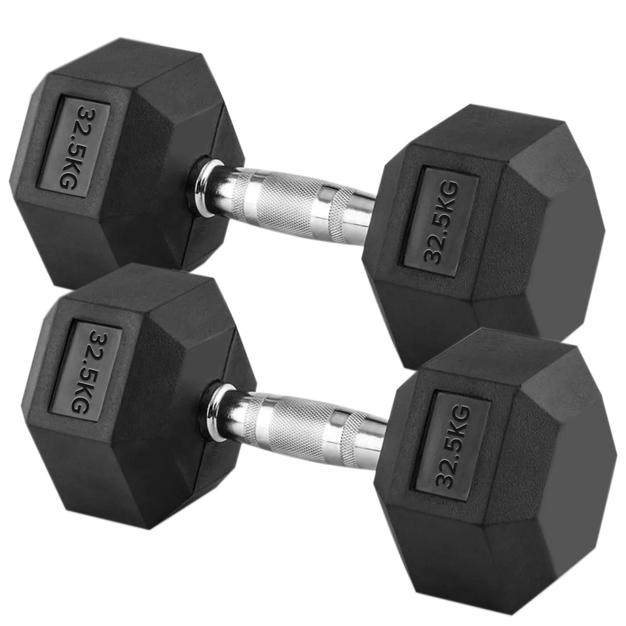 Hex Dumbbells 2.5kg–60kg – Pairs & Sets Available – Rubber Coated Anti Roll Weights with Chrome Handles – Full Dumbbell Range for Strength Training at Home or Studio