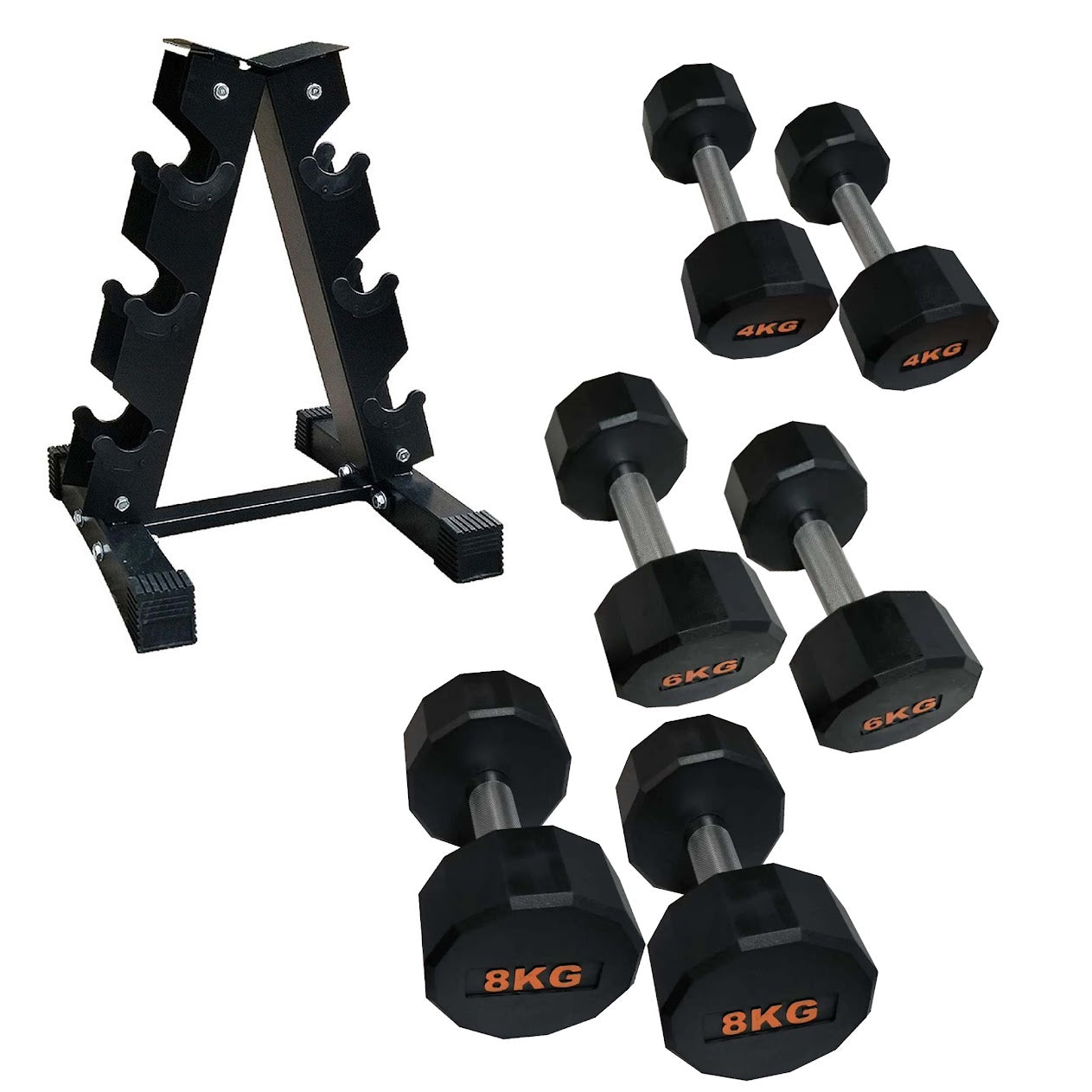 Anti-Roll Hex Dumbbells, Durable Rubber Finish & Knurled Handles – Strength & Conditioning Tools for Home Gym Fitness