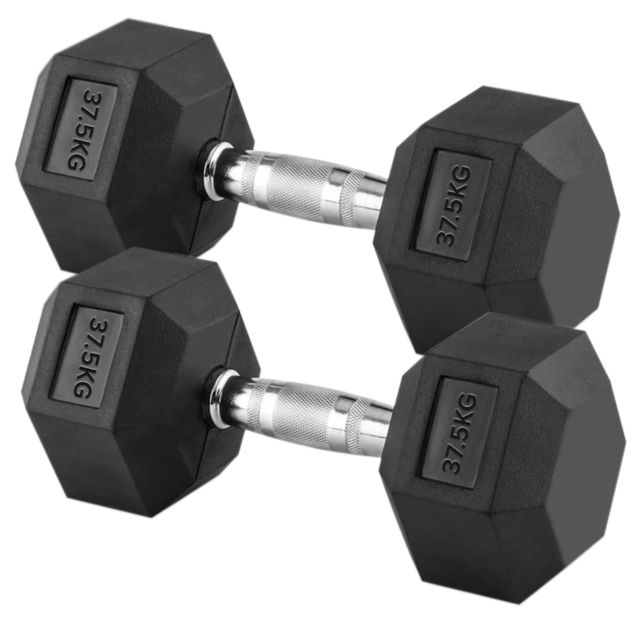 Hex Dumbbells 2.5kg–60kg – Pairs & Sets Available – Rubber Coated Anti Roll Weights with Chrome Handles – Full Dumbbell Range for Strength Training at Home or Studio