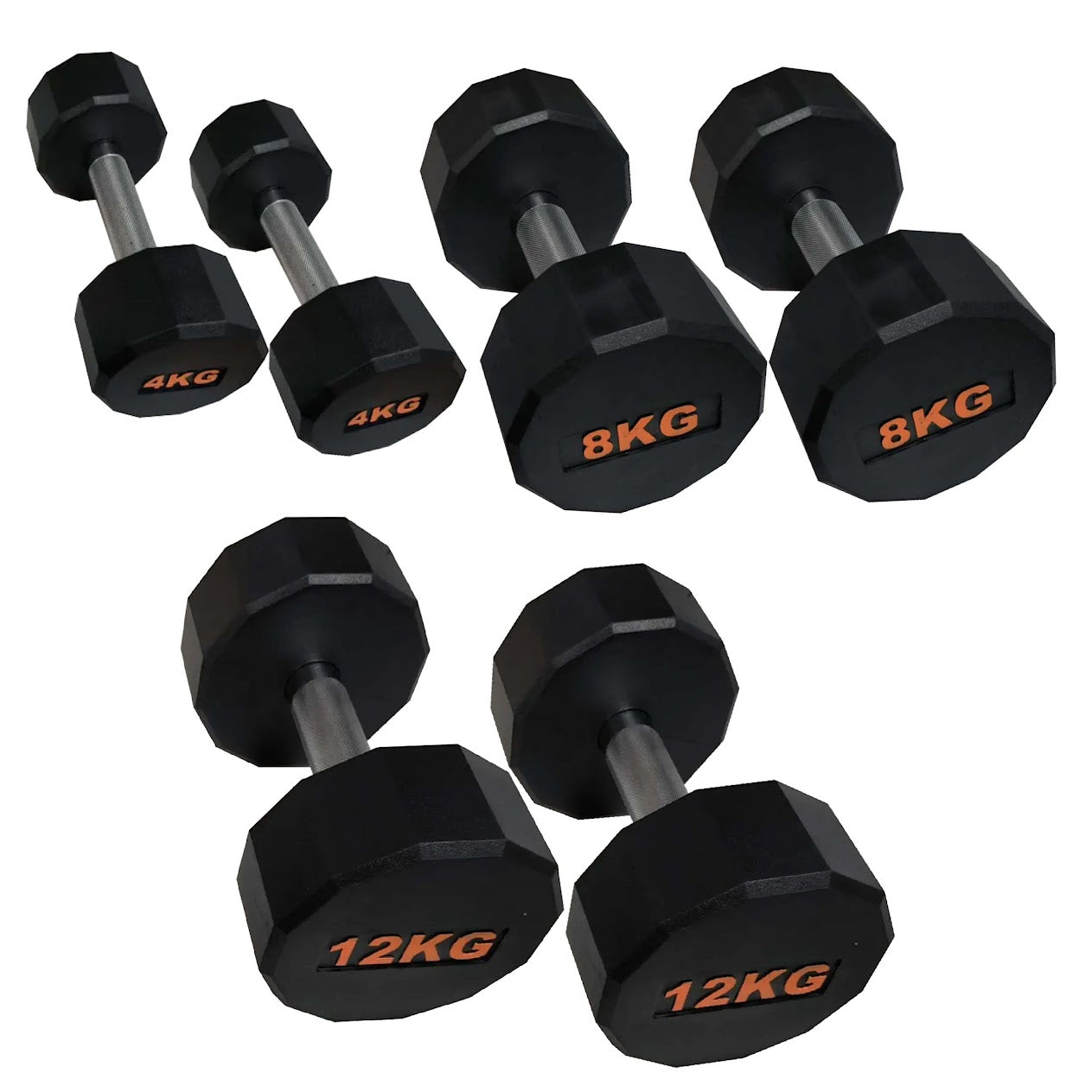 Anti-Roll Hex Dumbbells, Durable Rubber Finish & Knurled Handles – Strength & Conditioning Tools for Home Gym Fitness