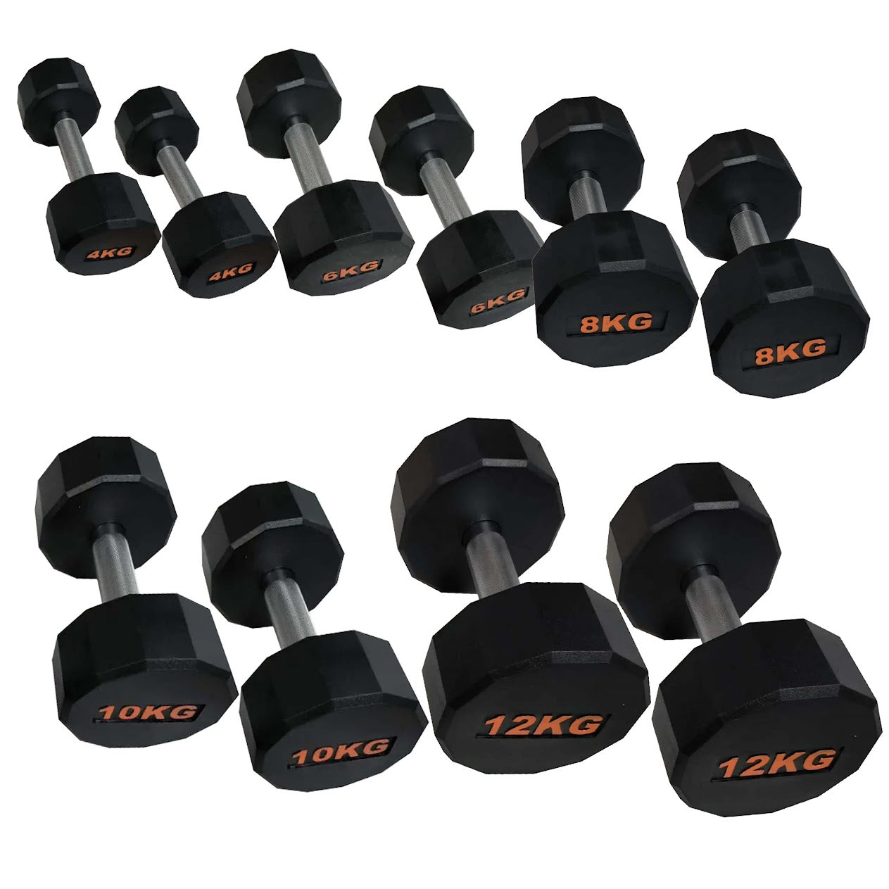 Anti-Roll Hex Dumbbells, Durable Rubber Finish & Knurled Handles – Strength & Conditioning Tools for Home Gym Fitness