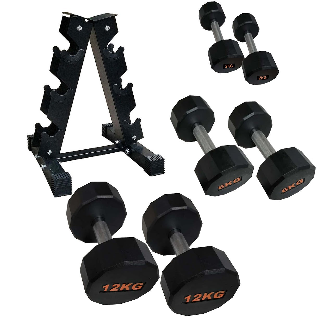 Anti-Roll Hex Dumbbells, Durable Rubber Finish & Knurled Handles – Strength & Conditioning Tools for Home Gym Fitness