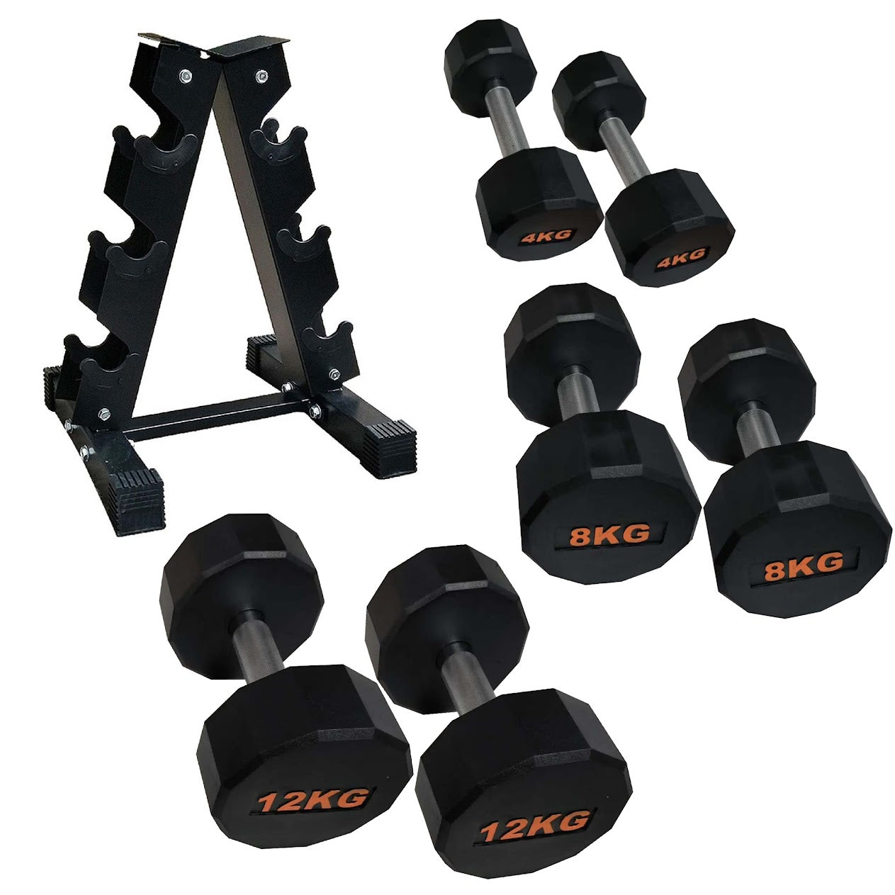 Anti-Roll Hex Dumbbells, Durable Rubber Finish & Knurled Handles – Strength & Conditioning Tools for Home Gym Fitness