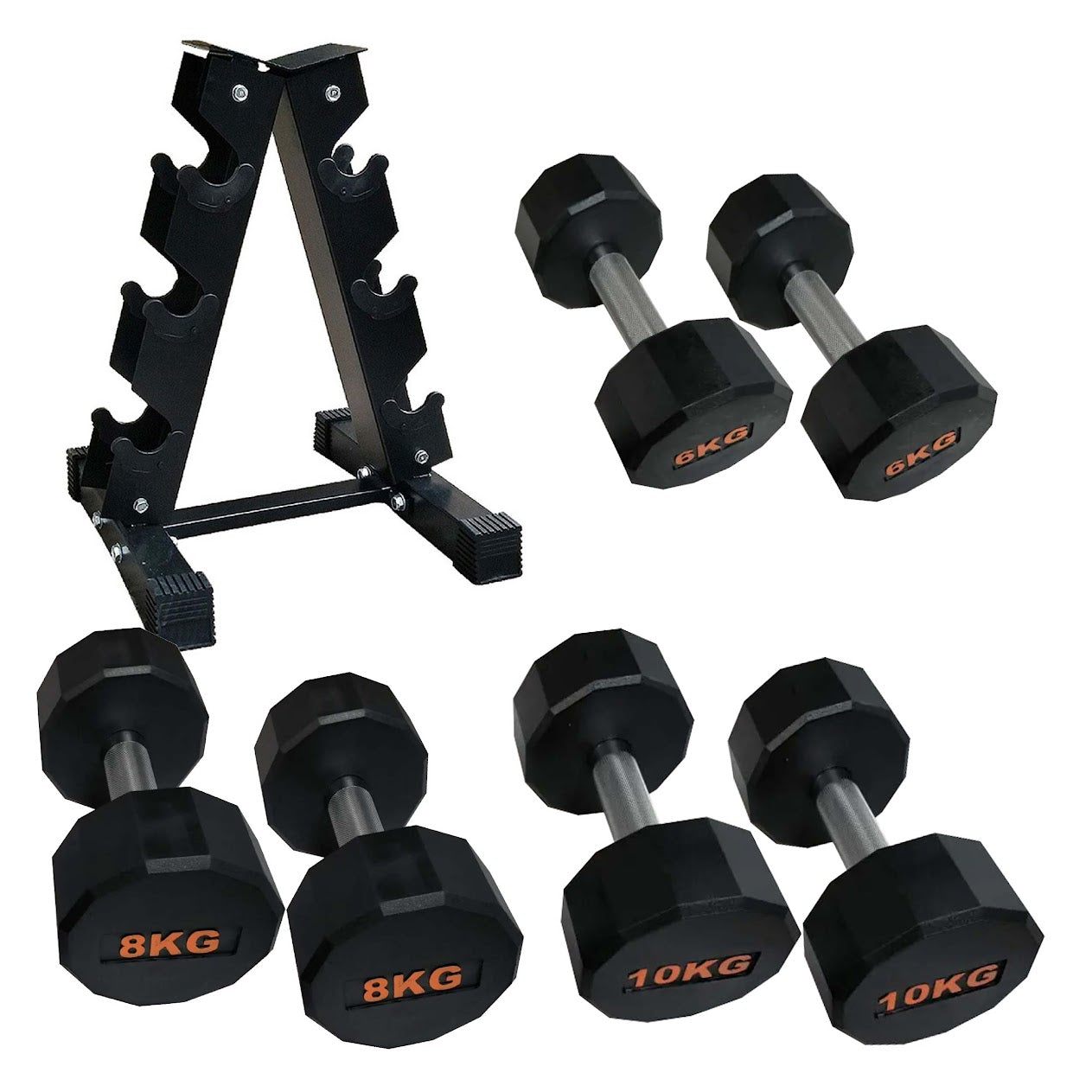 Anti-Roll Hex Dumbbells, Durable Rubber Finish & Knurled Handles – Strength & Conditioning Tools for Home Gym Fitness
