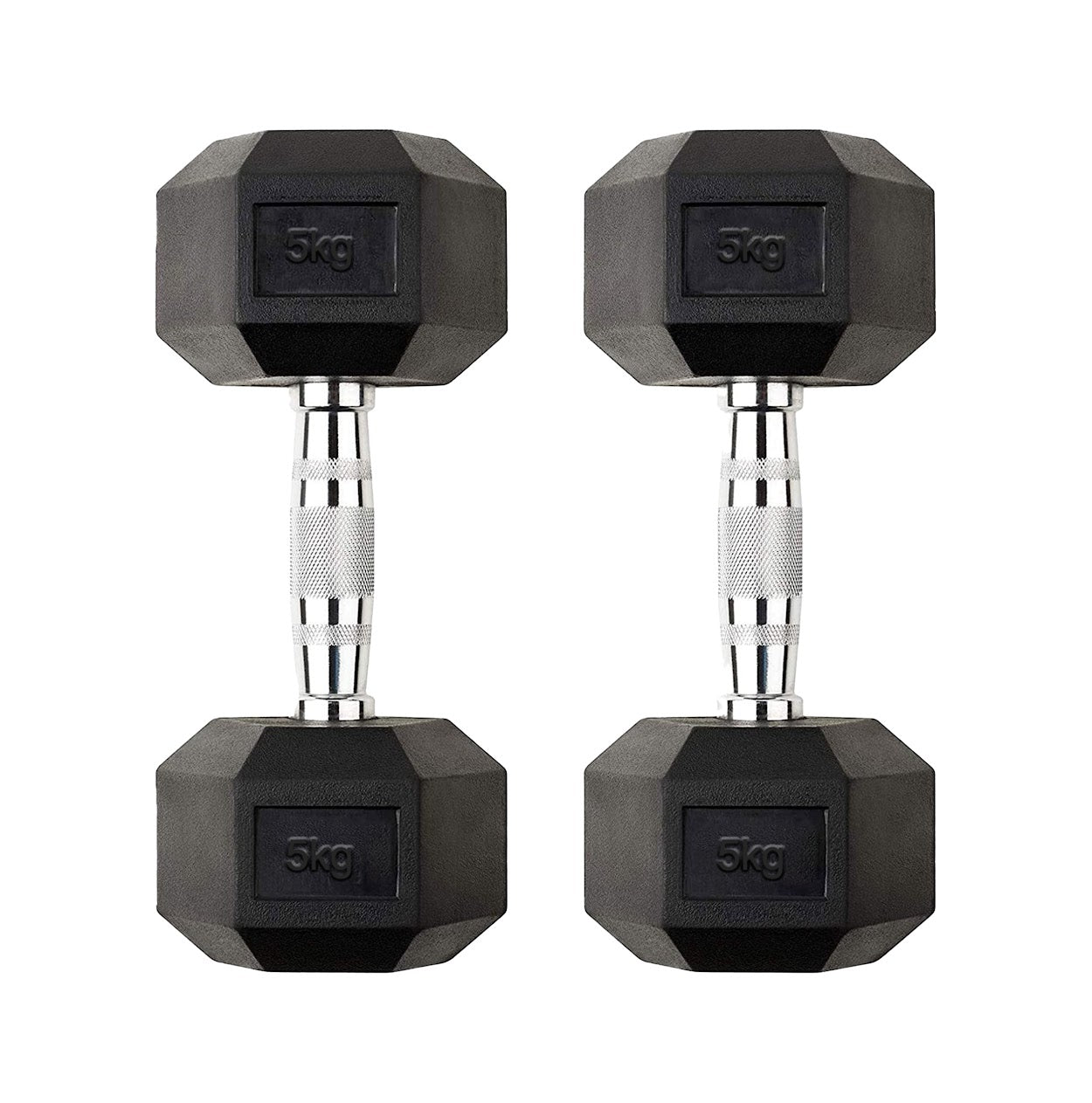 Hex Dumbbells 2.5kg–60kg – Pairs & Sets Available – Rubber Coated Anti Roll Weights with Chrome Handles – Full Dumbbell Range for Strength Training at Home or Studio