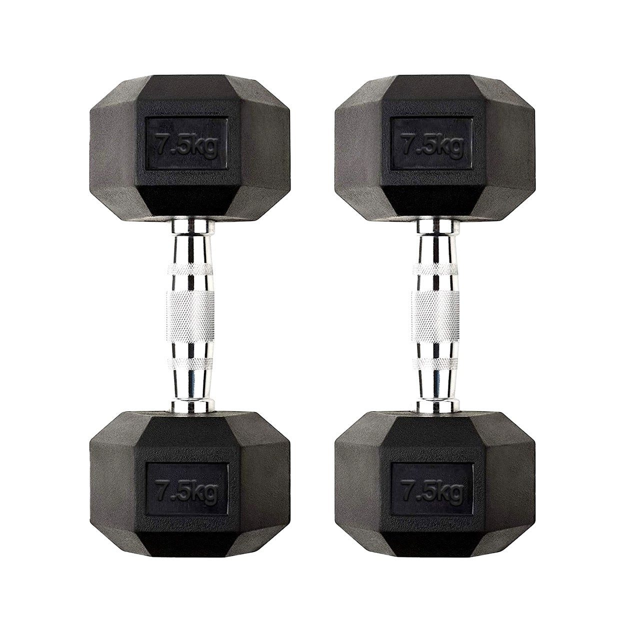Hex Dumbbells 2.5kg–60kg – Pairs & Sets Available – Rubber Coated Anti Roll Weights with Chrome Handles – Full Dumbbell Range for Strength Training at Home or Studio