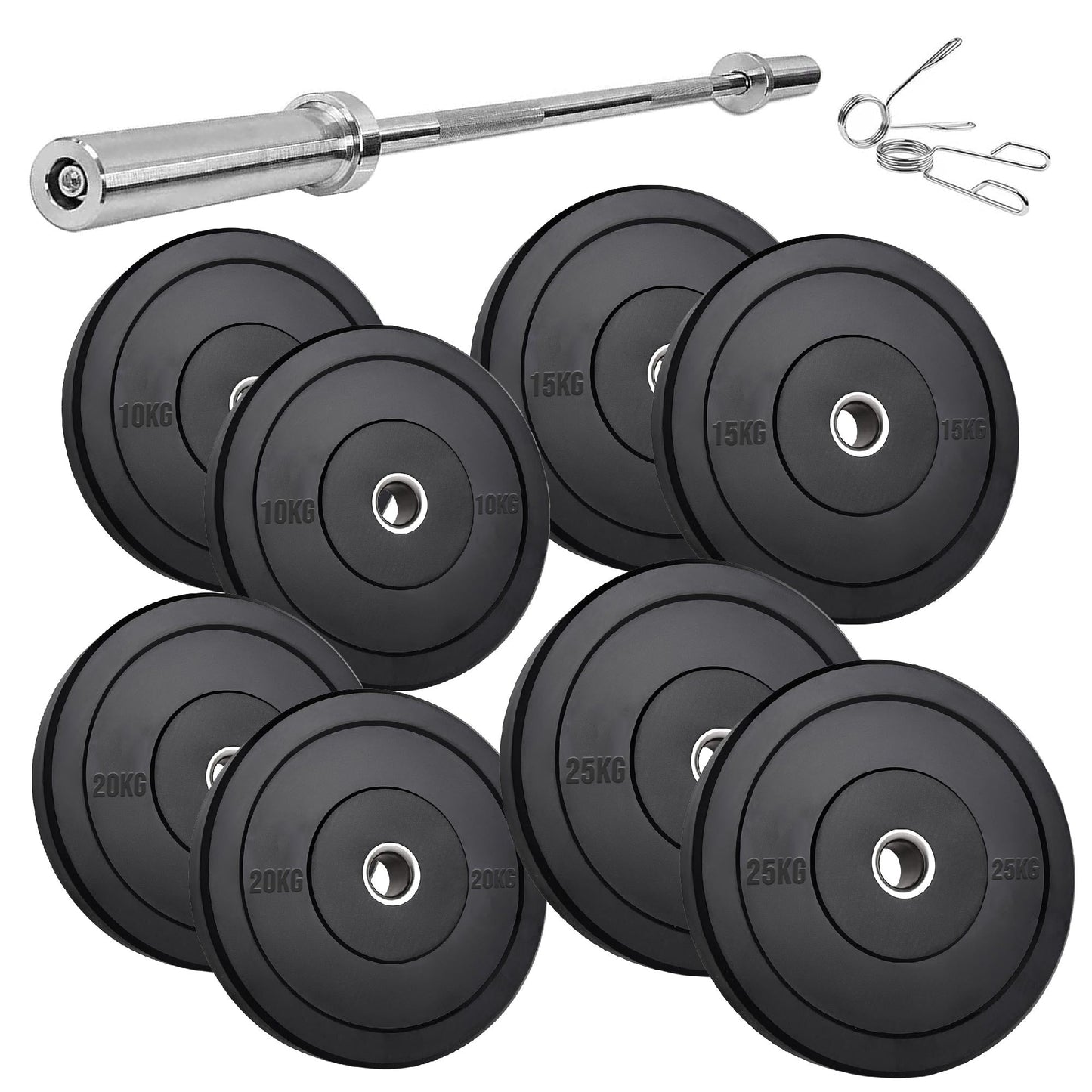 High-Performance Bumper Plates 5KG to 25KG for Olympic Lifting CrossFit and Strength Training Available in Singles Pairs or Sets Fits All 2 Inch Olympic Barbells