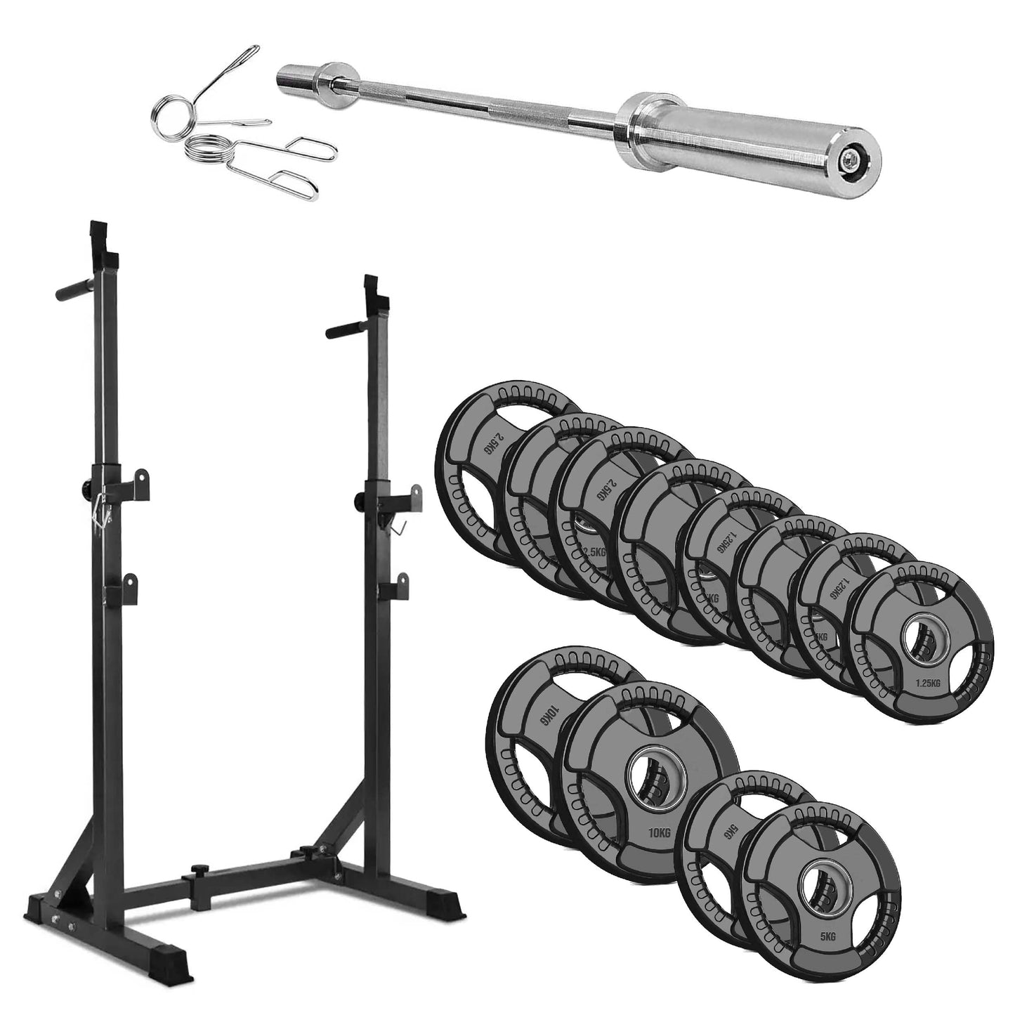 Adjustable Half Squat Rack with Dip Bars, Spotters & Barbell Options | 200KG Load | Compact Steel Power Stand for Squats, Presses, Dips & Full Body Training