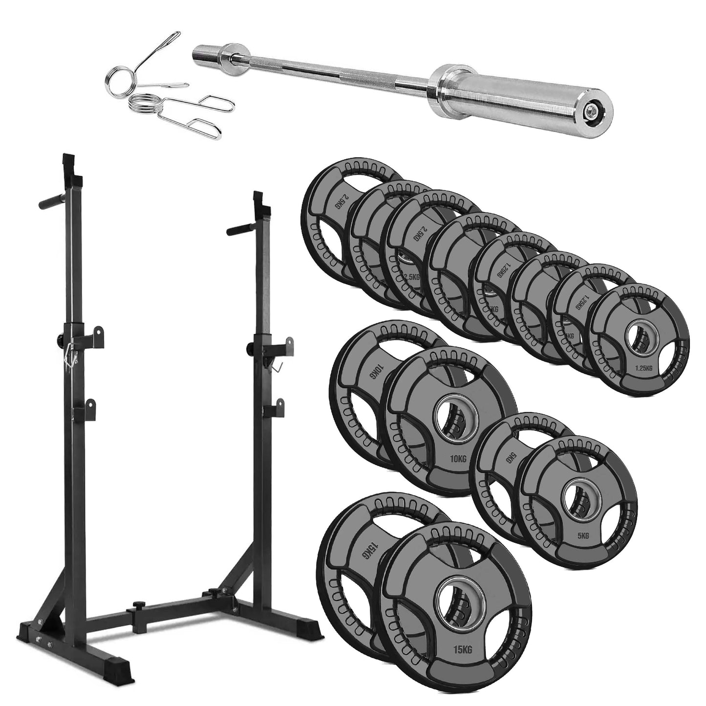 Adjustable Half Squat Rack with Dip Bars, Spotters & Barbell Options | 200KG Load | Compact Steel Power Stand for Squats, Presses, Dips & Full Body Training