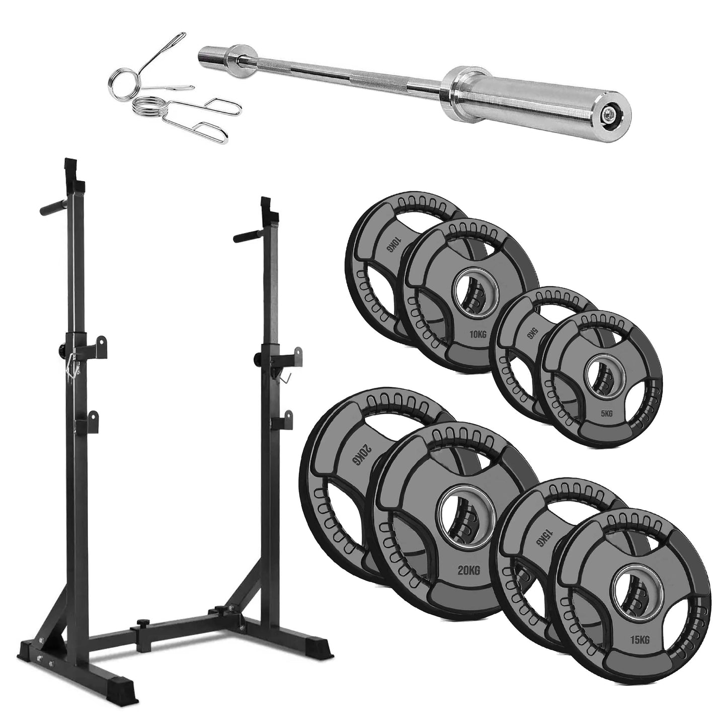Adjustable Half Squat Rack with Dip Bars, Spotters & Barbell Options | 200KG Load | Compact Steel Power Stand for Squats, Presses, Dips & Full Body Training