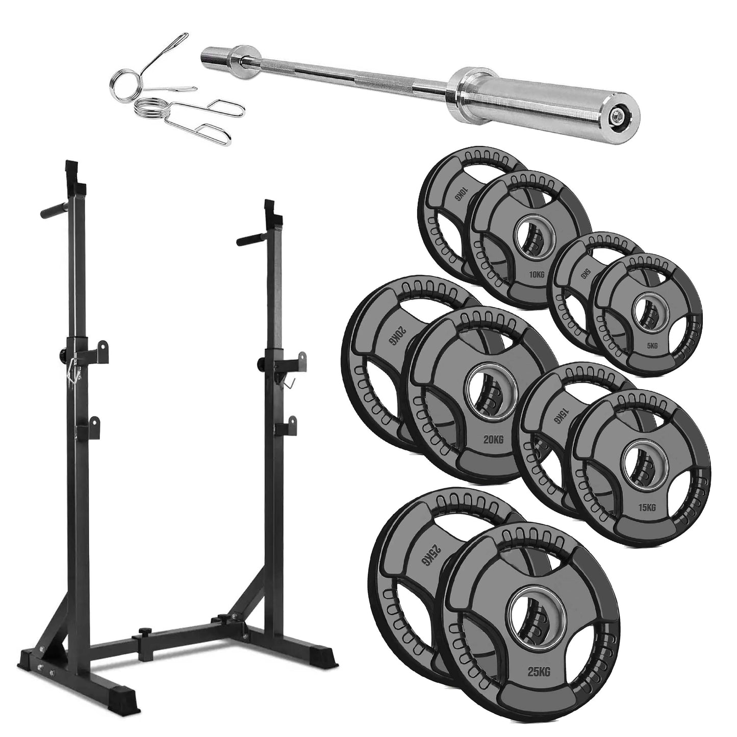 Adjustable Half Squat Rack with Dip Bars, Spotters & Barbell Options | 200KG Load | Compact Steel Power Stand for Squats, Presses, Dips & Full Body Training