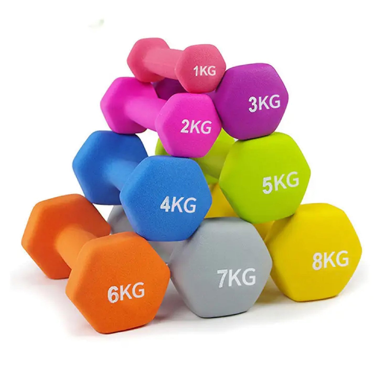 Hex Neoprene Dumbbells – Anti‑Roll, Non‑Slip Grip, Sold as Singles, Pairs, or Sets for Home Gym Strength Workouts