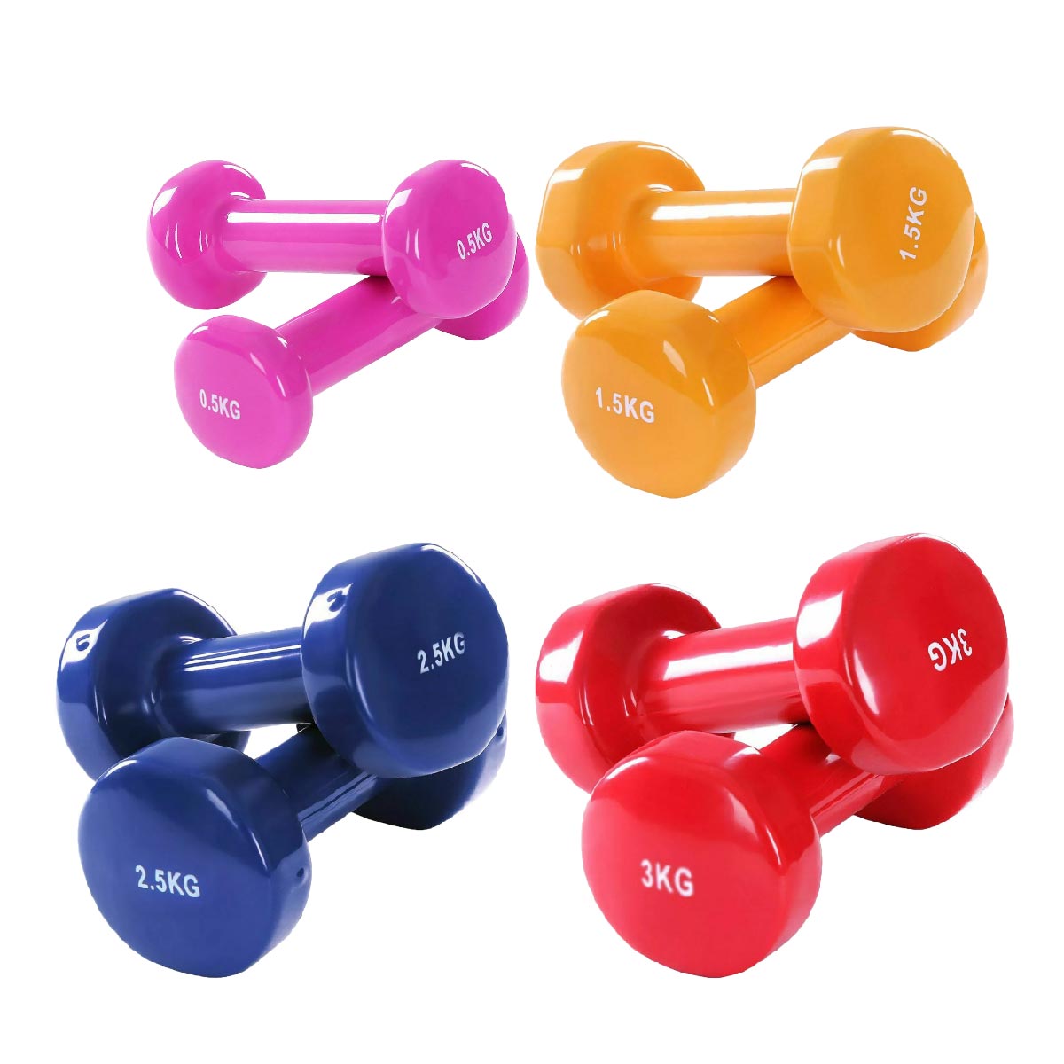 Vibrant Neoprene Vinyl Dumbbell Set – Colorful Hand Weights for Home Workouts, Strength, and Toning