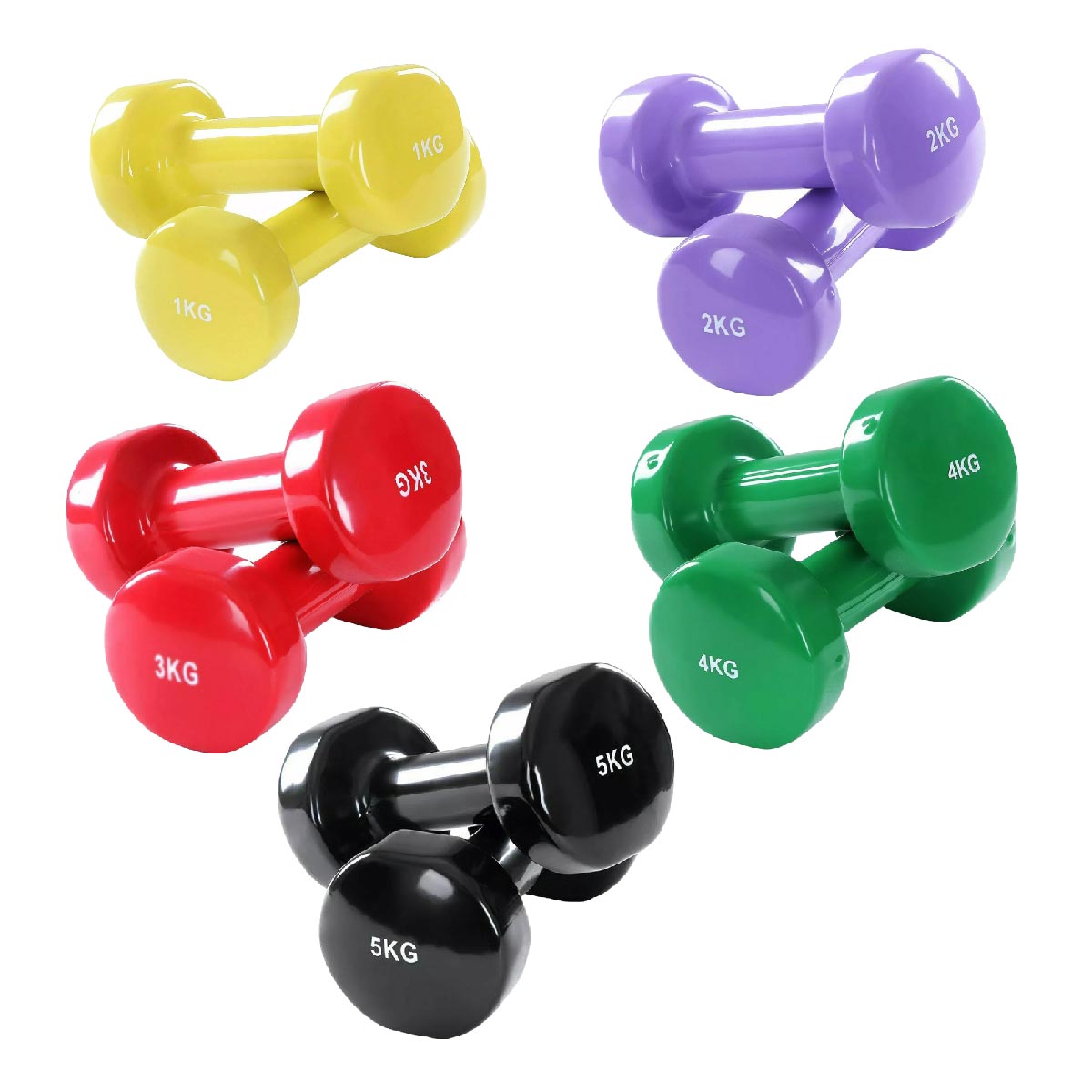 Vibrant Neoprene Vinyl Dumbbell Set – Colorful Hand Weights for Home Workouts, Strength, and Toning