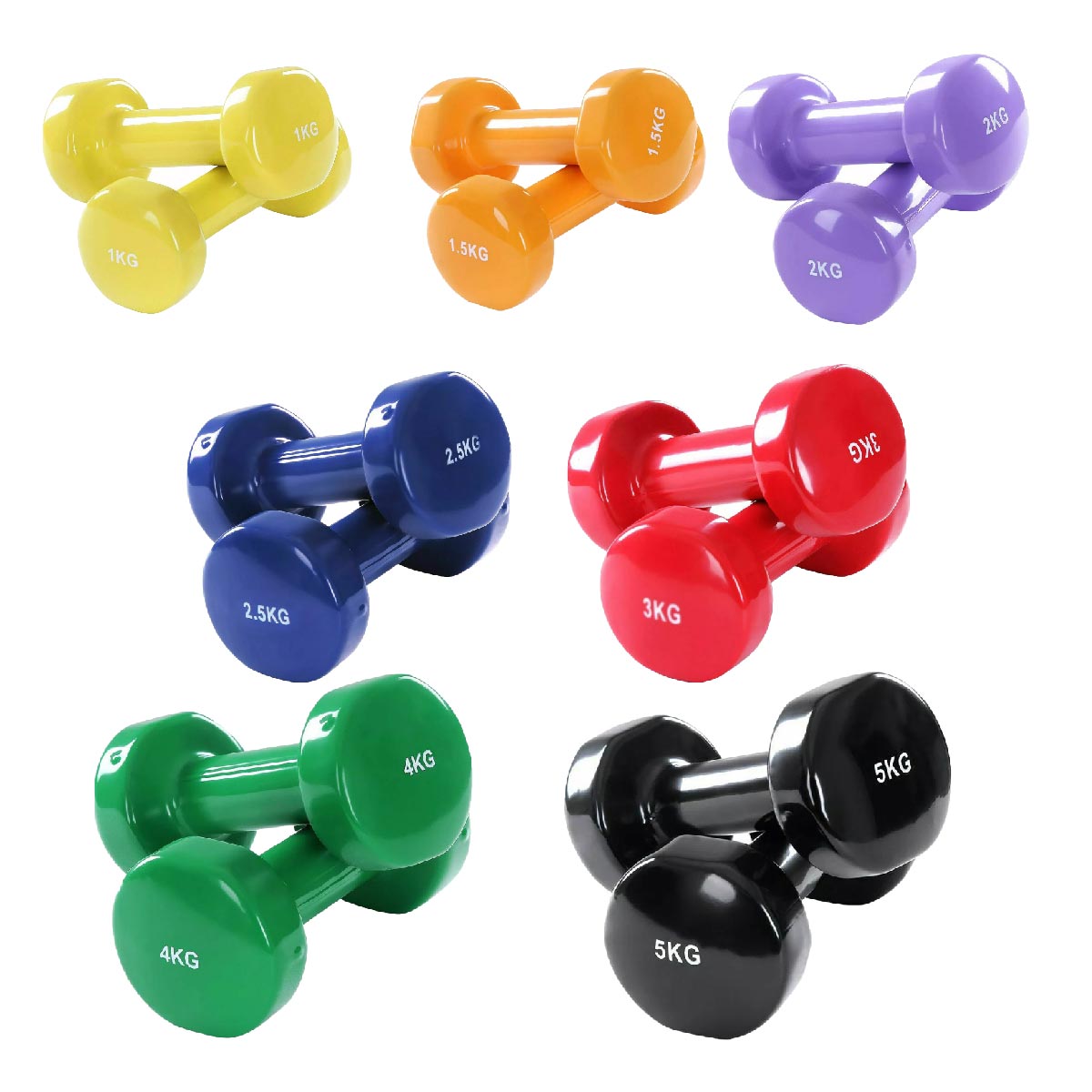 Vibrant Neoprene Vinyl Dumbbell Set – Colorful Hand Weights for Home Workouts, Strength, and Toning