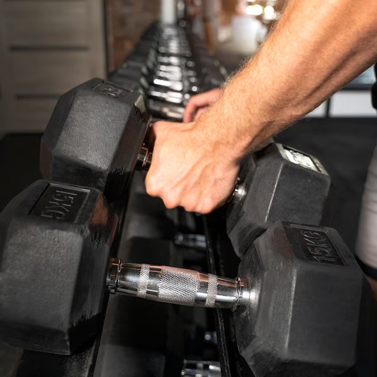 Hex Dumbbells 2.5kg–60kg – Pairs & Sets Available – Rubber Coated Anti Roll Weights with Chrome Handles – Full Dumbbell Range for Strength Training at Home or Studio
