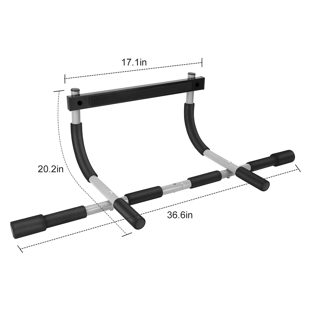 Heavy Duty Doorway Pull-Up Bar – No Screw Steel Chin Up Trainer for Home Gym – Compact, Non Slip, Supports 120kg – Black & Grey Fitness Bar